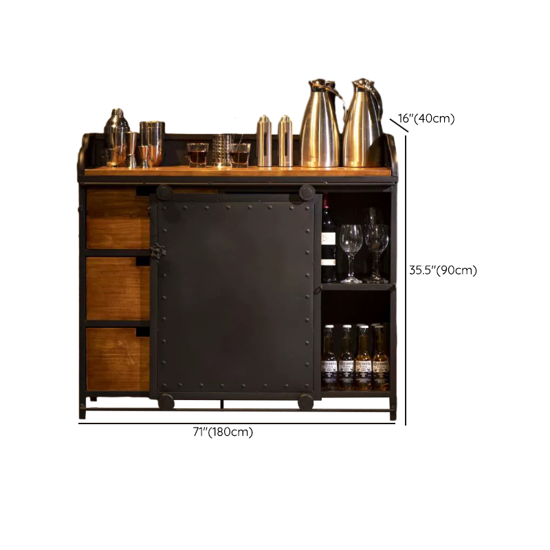 Industrial Metal Sideboard Cabinet with Wood Countertop, 3 Drawers, and Sliding Doors - image 17