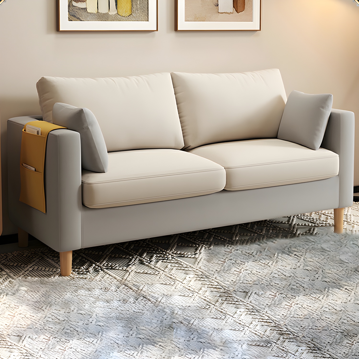 Contemporary Square Arm Loveseat with Machine Washable Cover and Pillows - image 5
