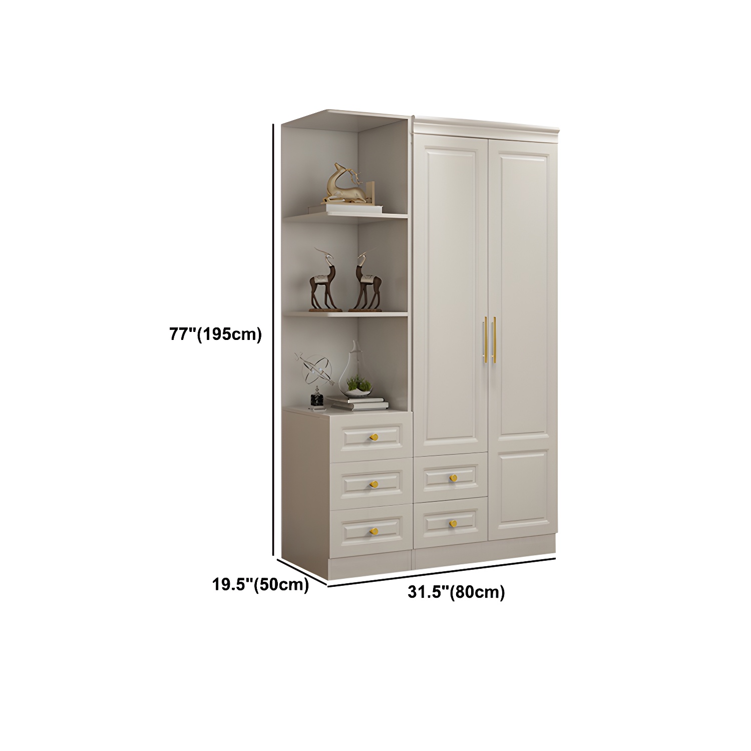 Hinged White Wardrobe Armoire Engineered Wood Wardrobe Closet - image 23
