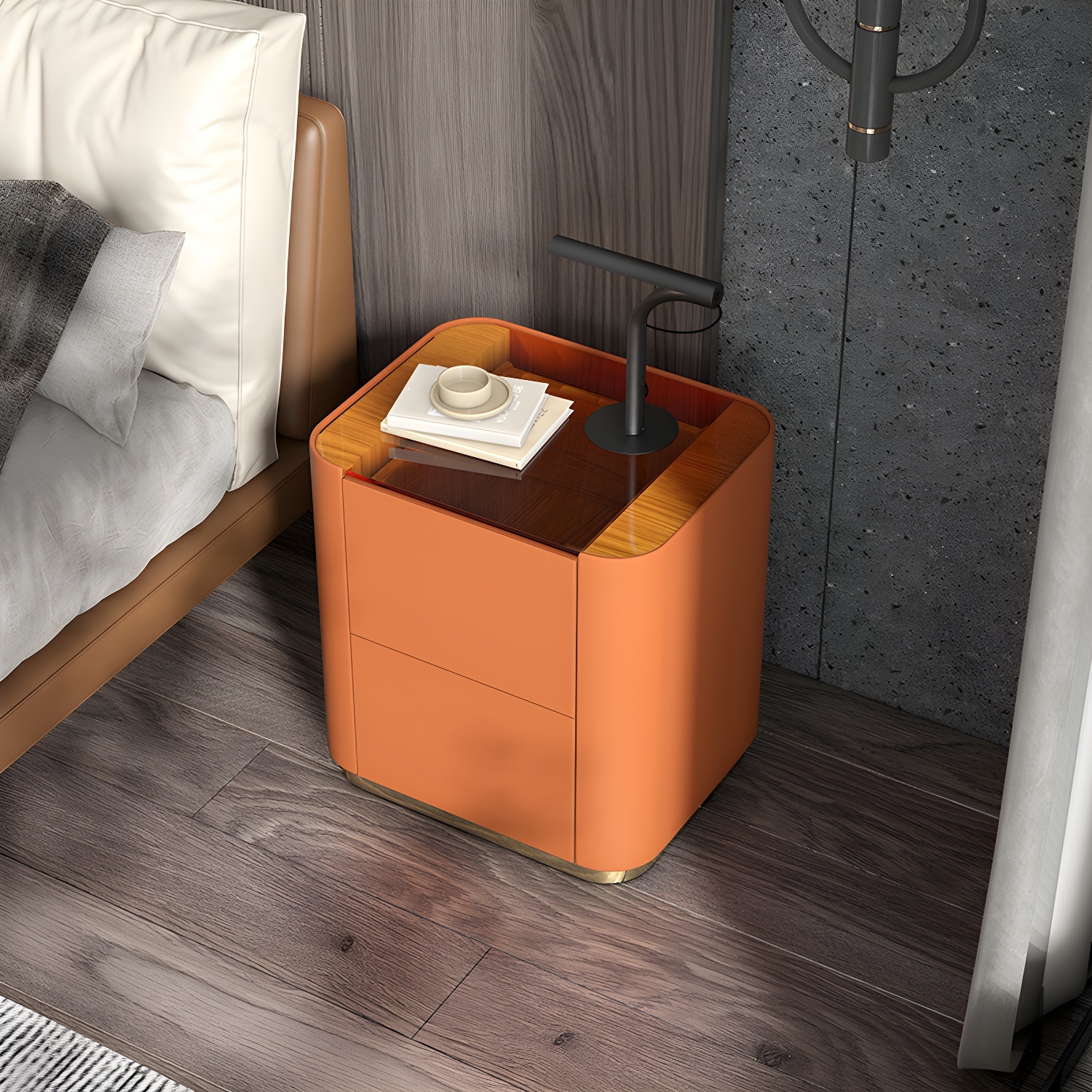 Modern Glass-Top Nightstand | Ormau - image 8