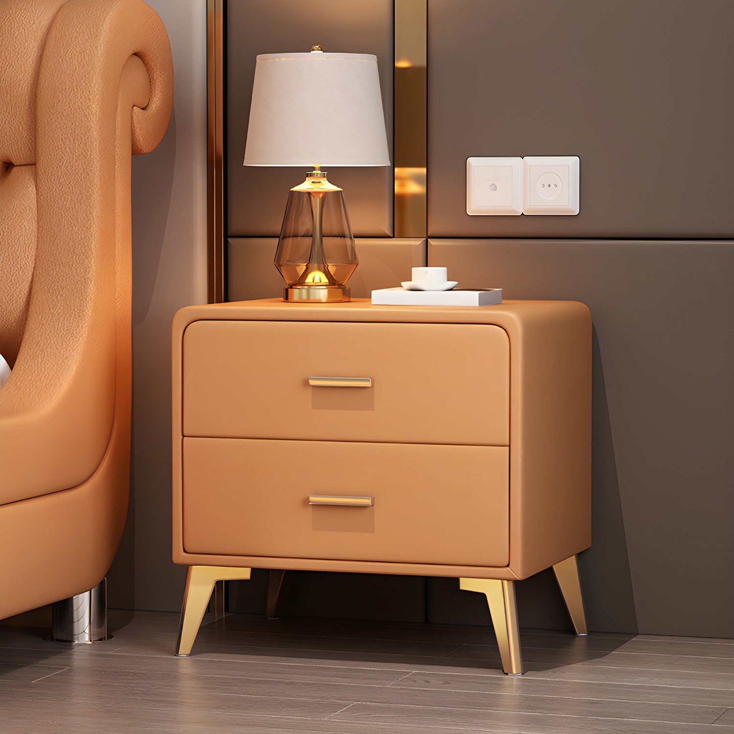 Modern Faux Leather Nightstand | Ormau - image 13
