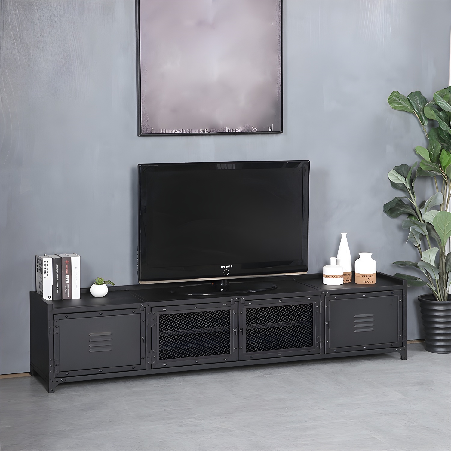 Industrial Black Metal TV Stand | Ormau - image 4