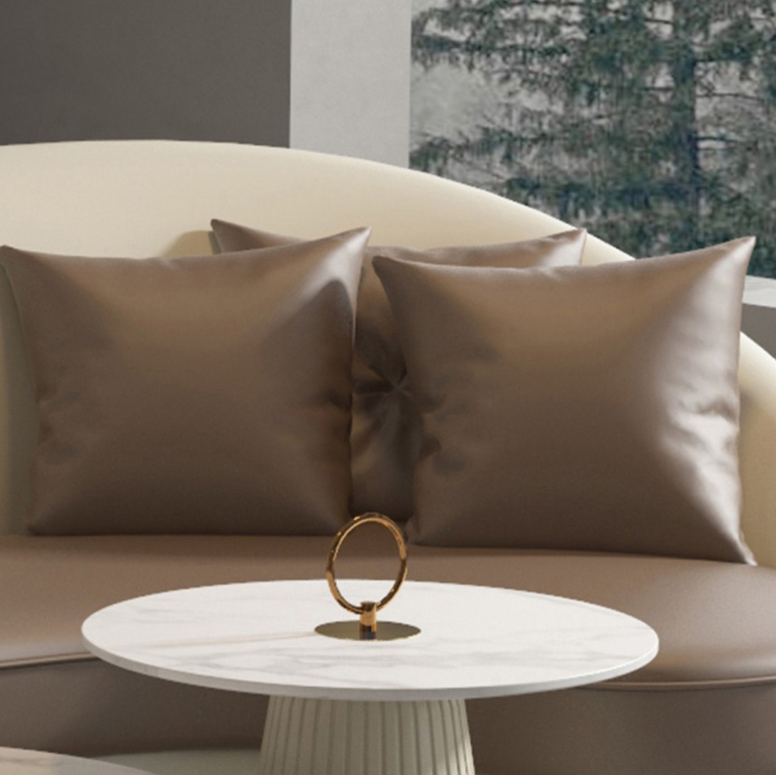 Curved Faux Leather Sofa | Ormau - image 26