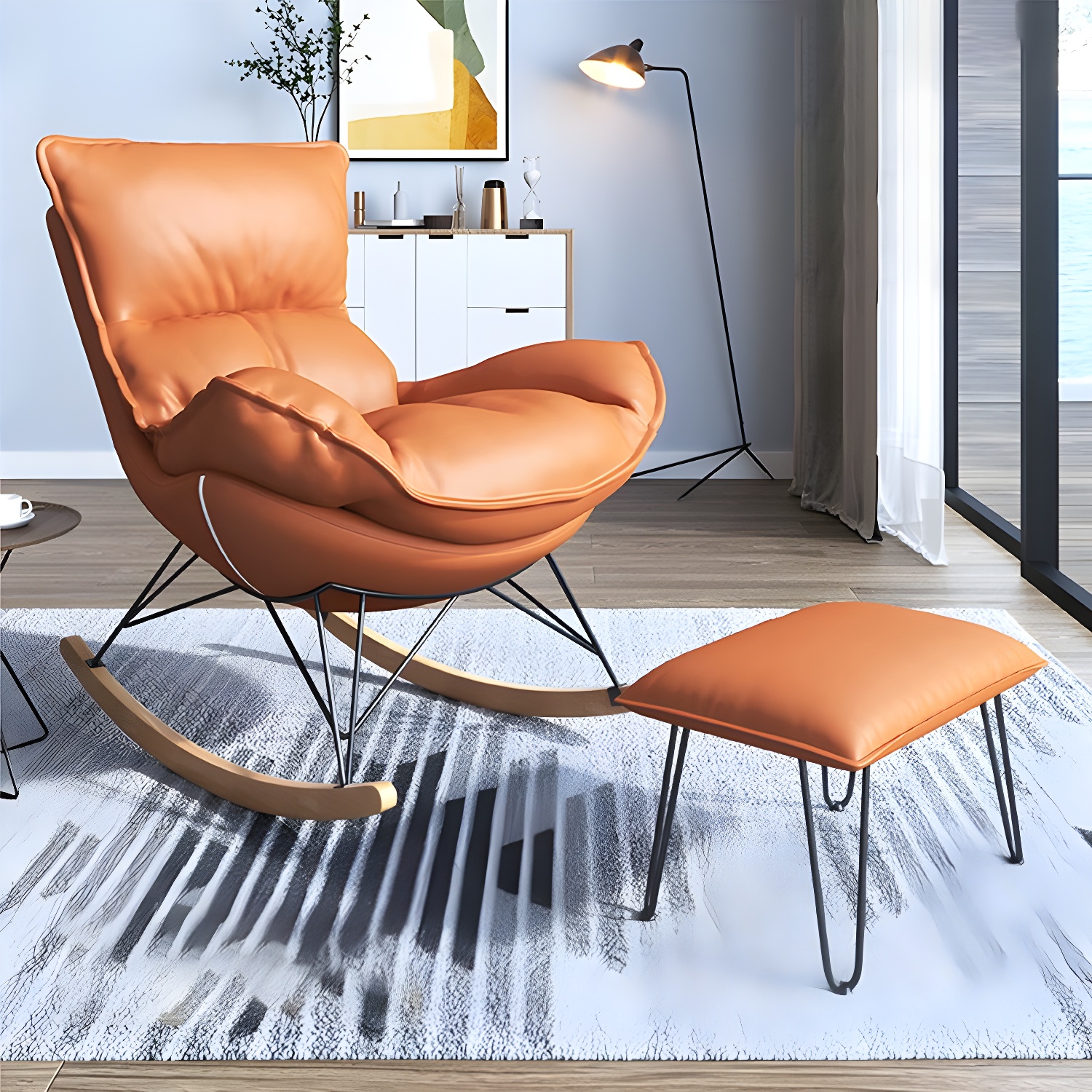 Rocking Accent Chair with Ottoman | Ormau - image 10