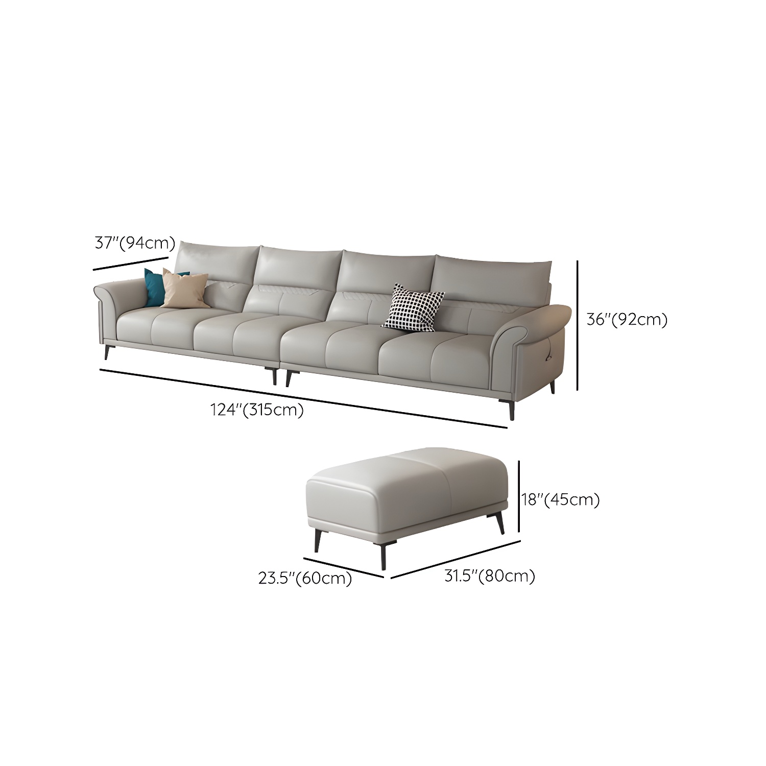 Gray Leather Sectional Sofa | Ormau - image 14