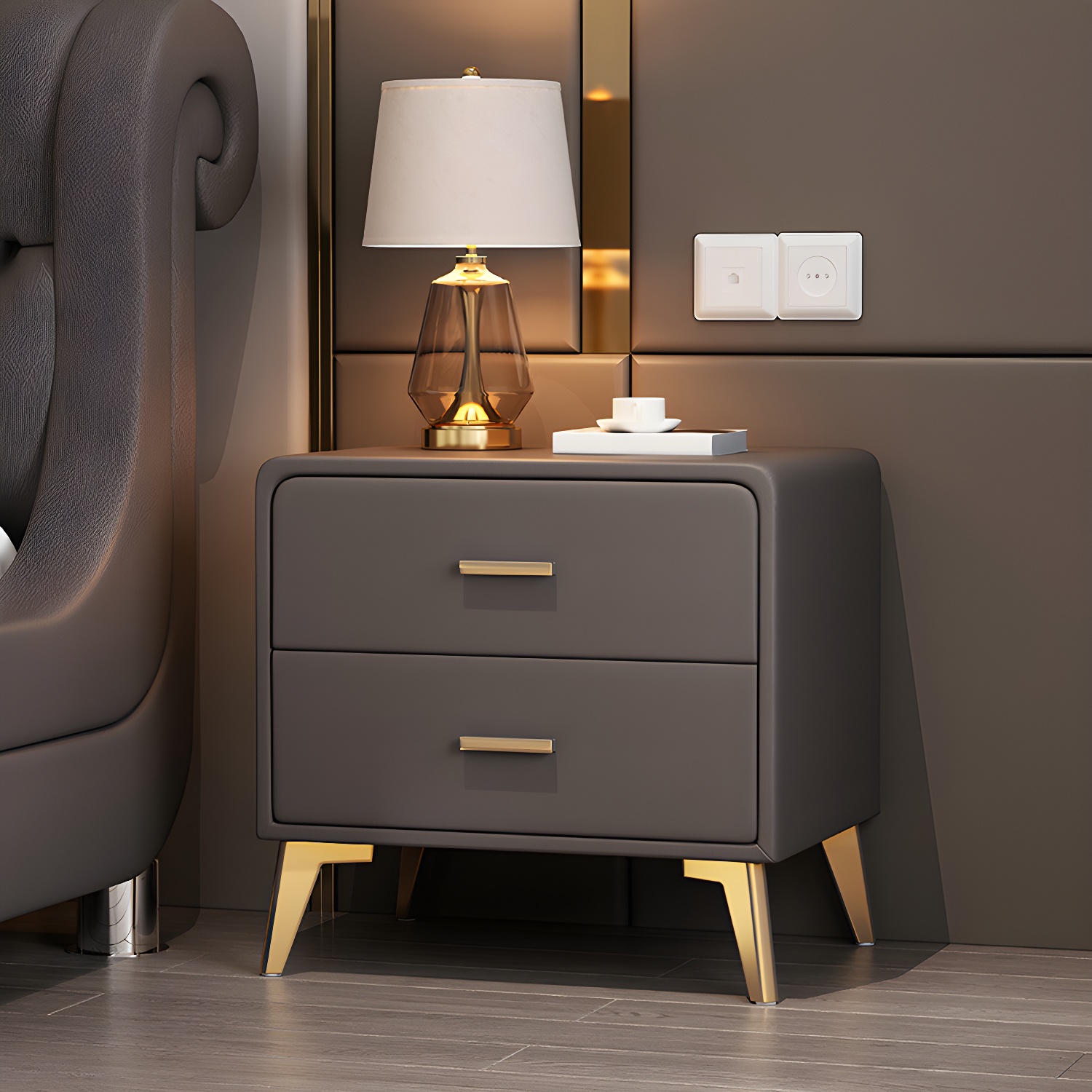 Modern Faux Leather Nightstand | Ormau - image 3