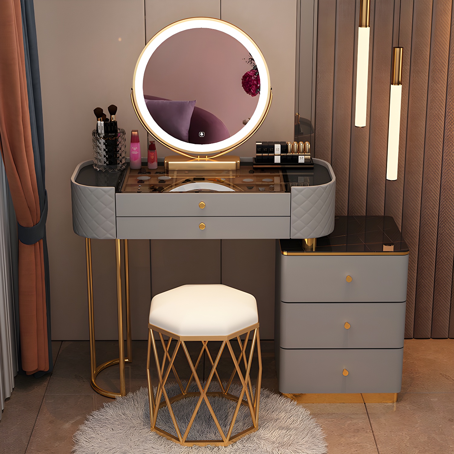 Lighted Vanity Table Set | Ormau - image 1