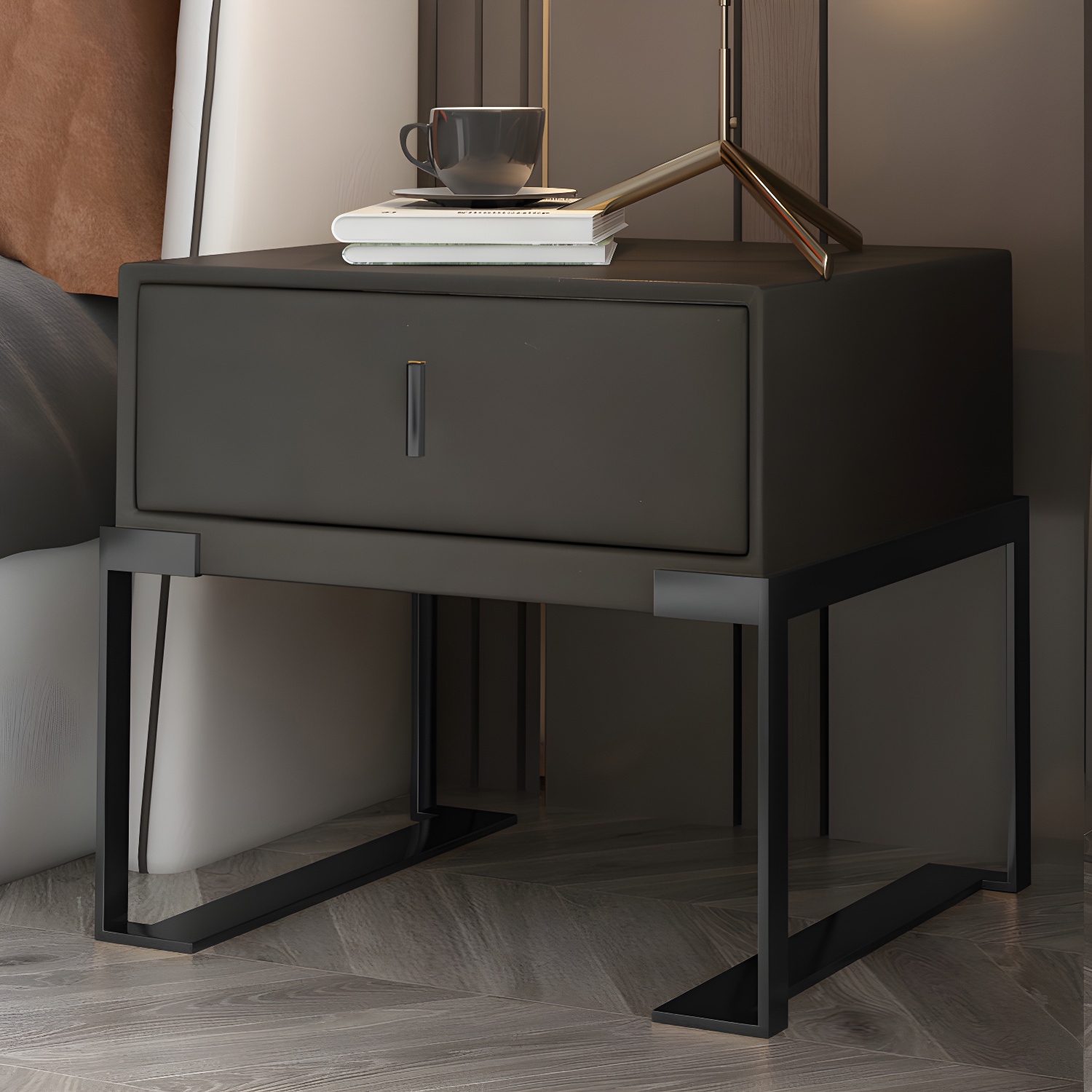 Faux Leather Nightstand | Ormau - image 2