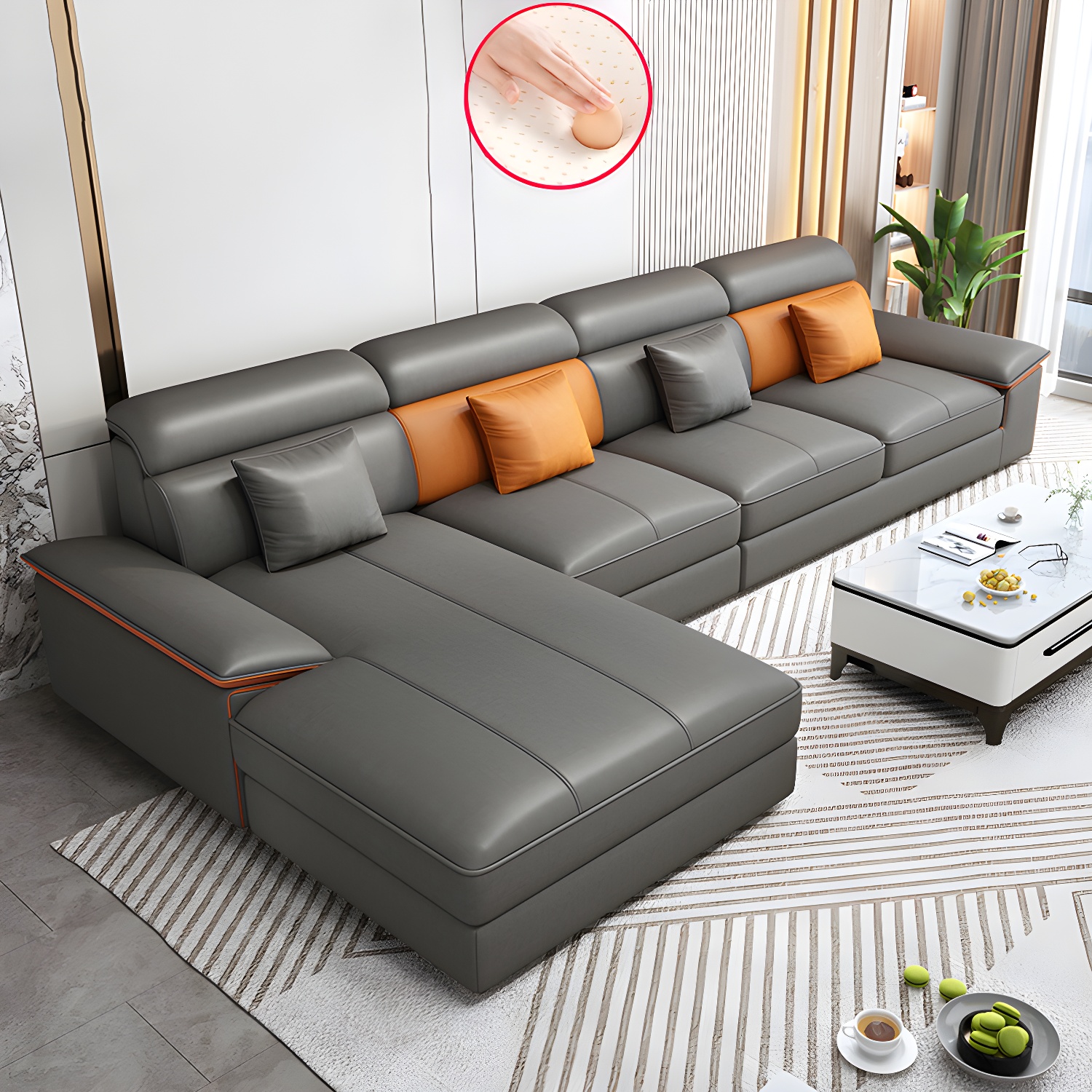 Modern L-Shape Sectional Sofa | Ormau - image 30