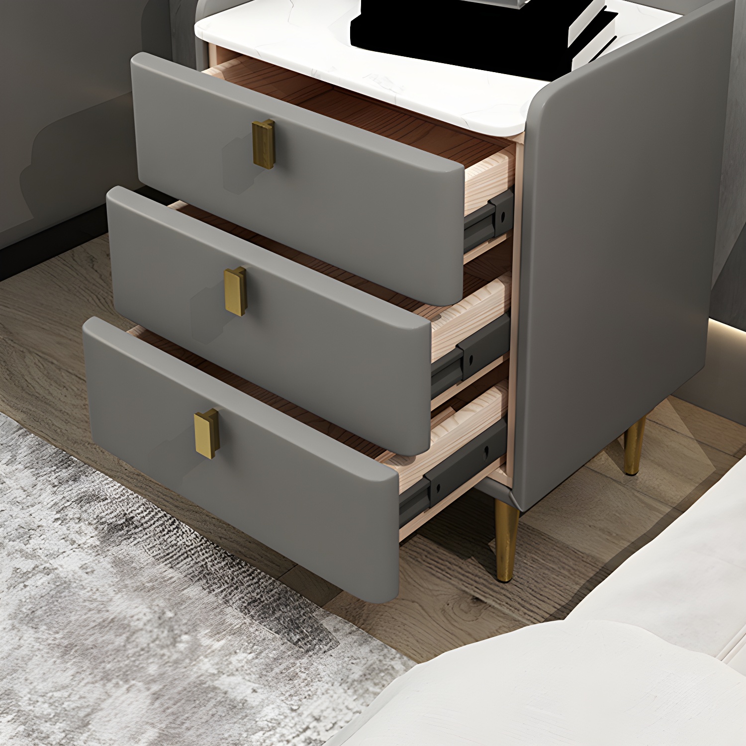 Modern Stone Top Nightstand | Ormau - image 15