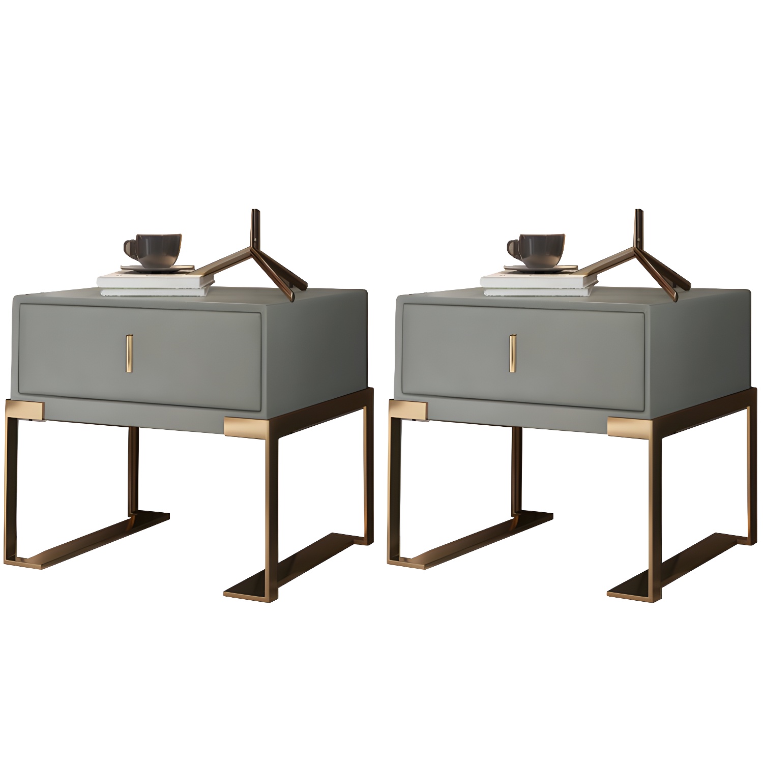Leather Nightstand with Metal Legs | Ormau - image 29