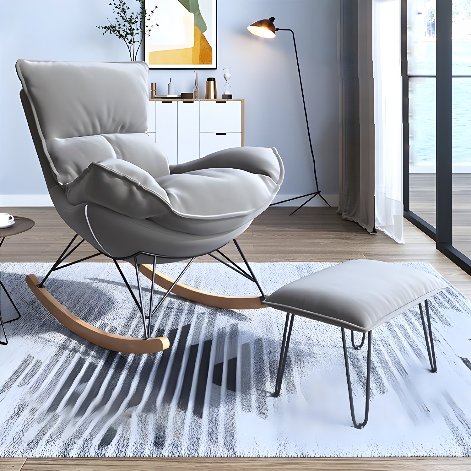 Rocking Accent Chair with Ottoman | Ormau - image 5