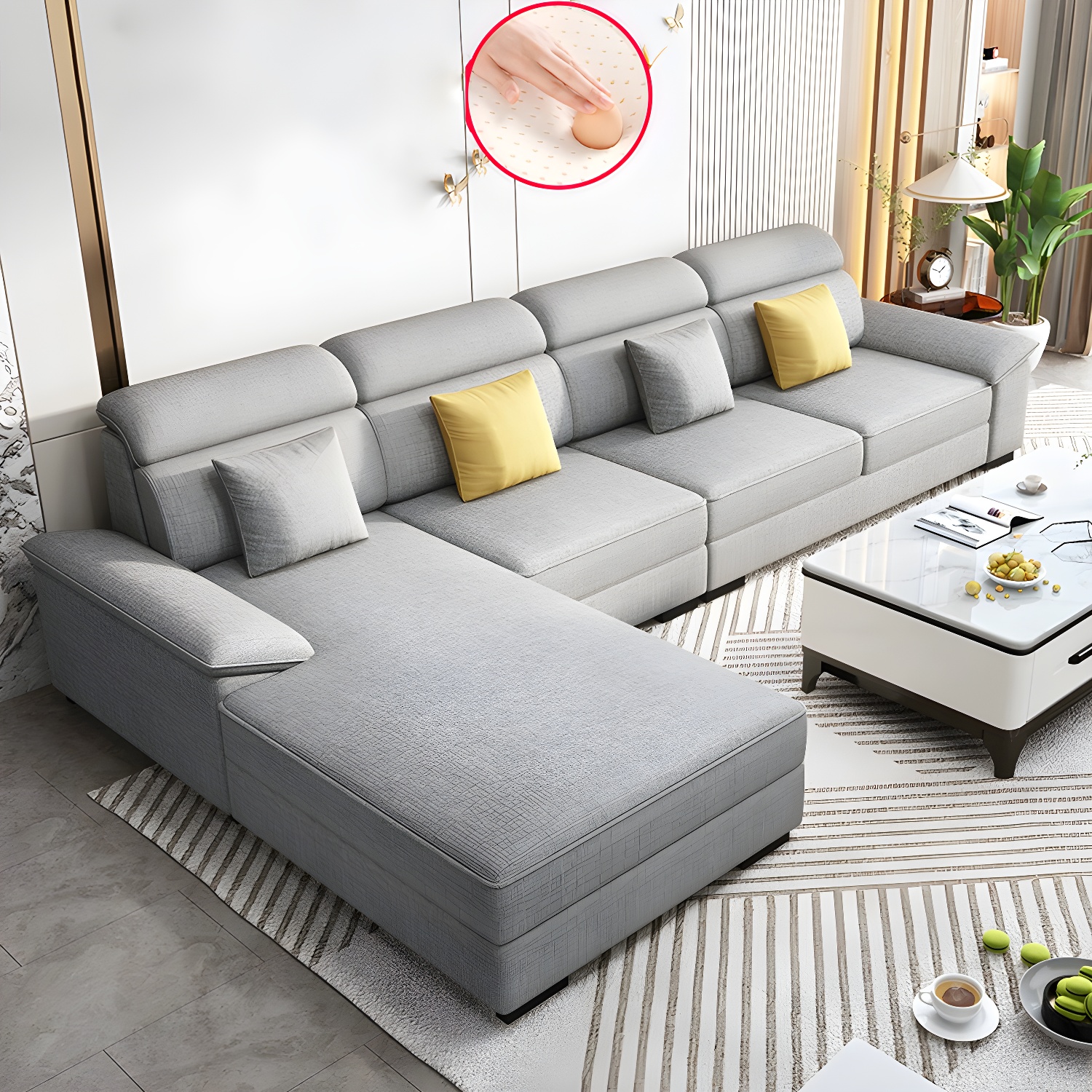 Modern L-Shape Sectional Sofa | Ormau - image 20