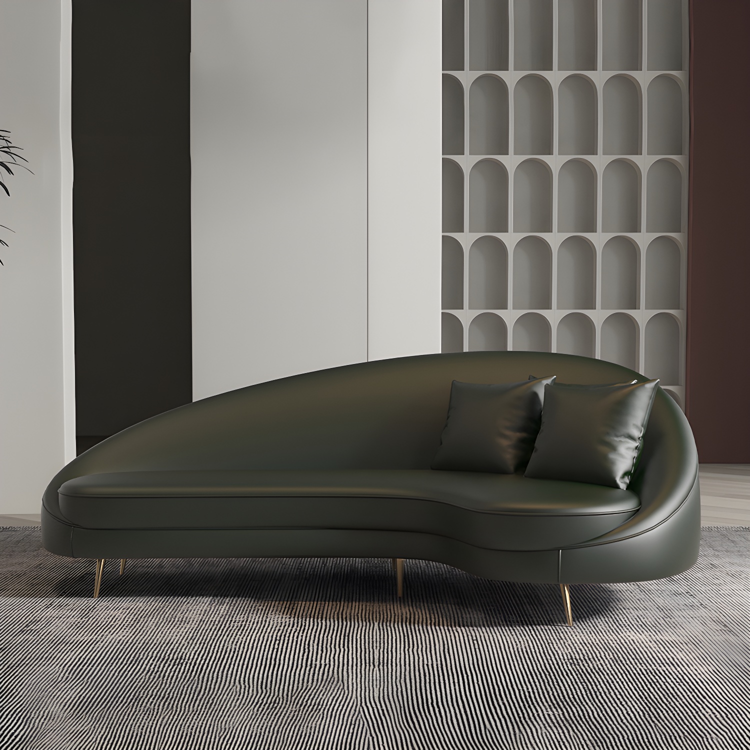 Curved Faux Leather Sofa | Ormau - image 6
