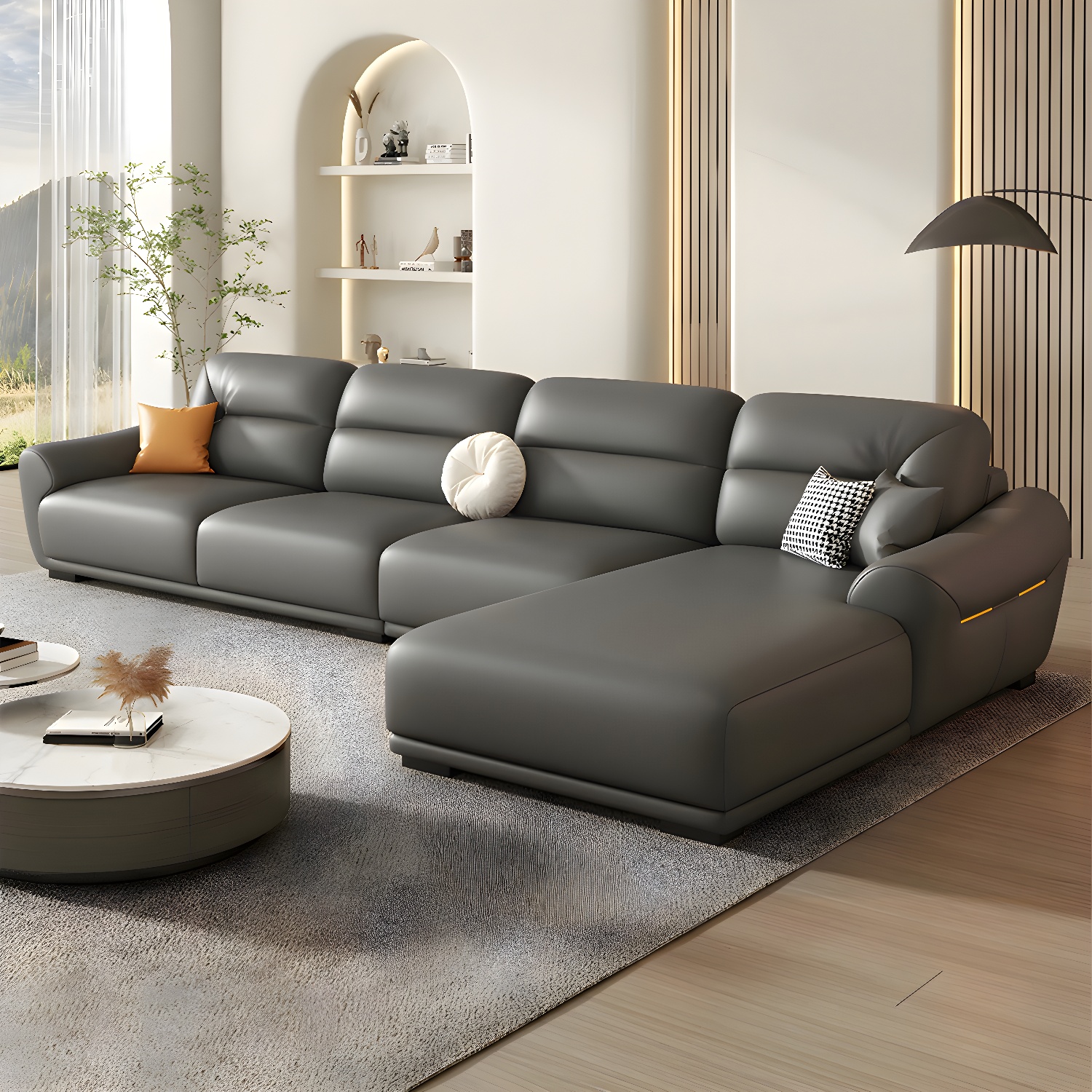 Modern Leather Sectional Sofa | Ormau - image 27