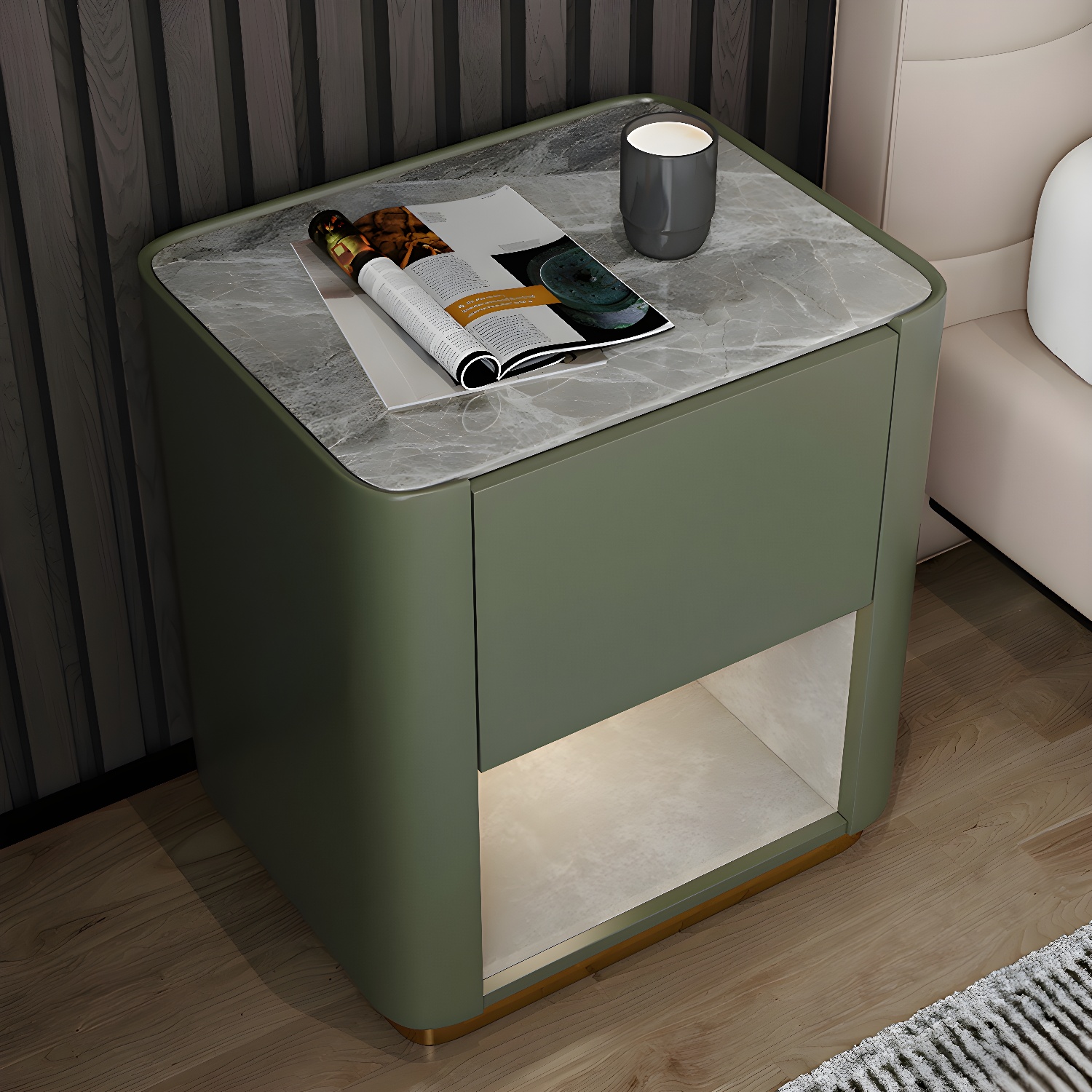 Modern Stone & Wood Nightstand | Ormau - image 27