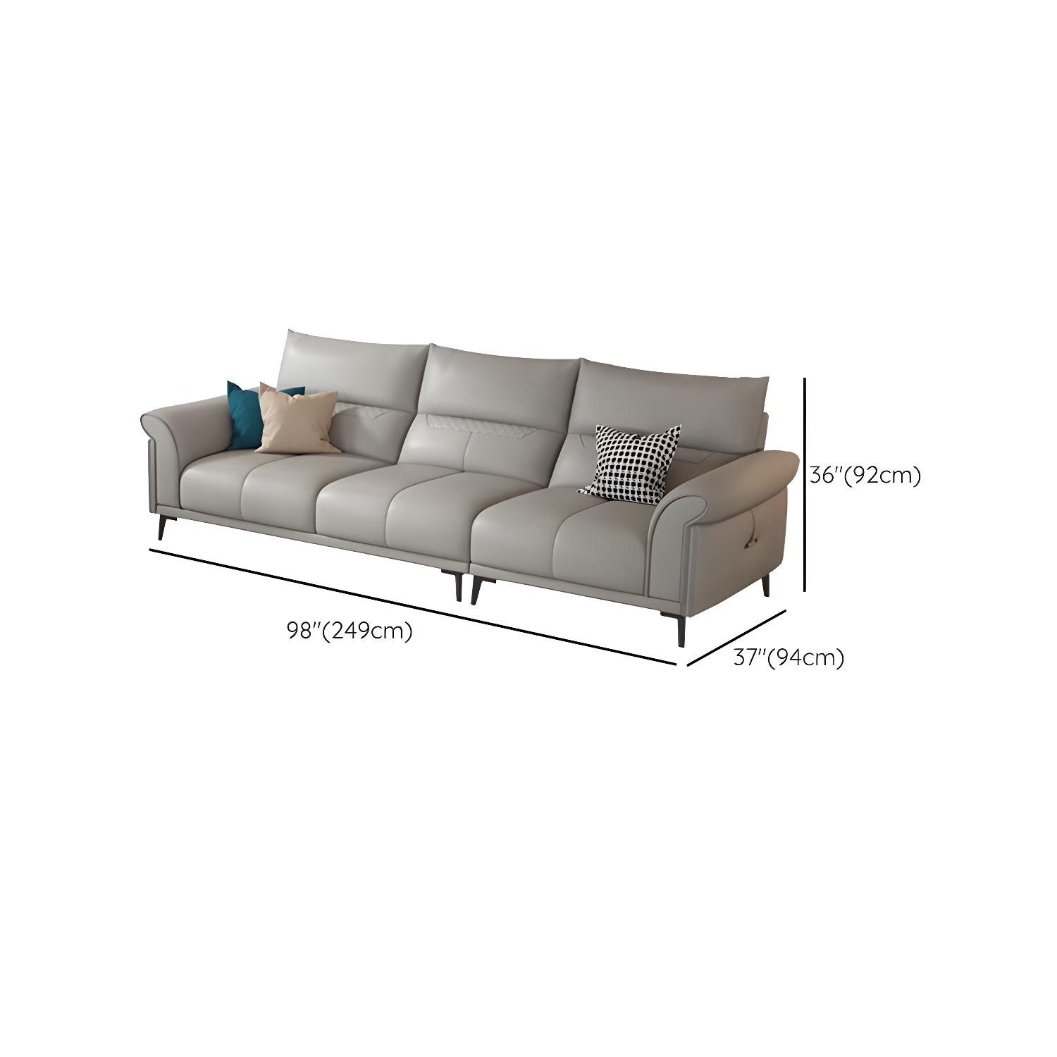 Gray Leather Sectional Sofa | Ormau - image 11