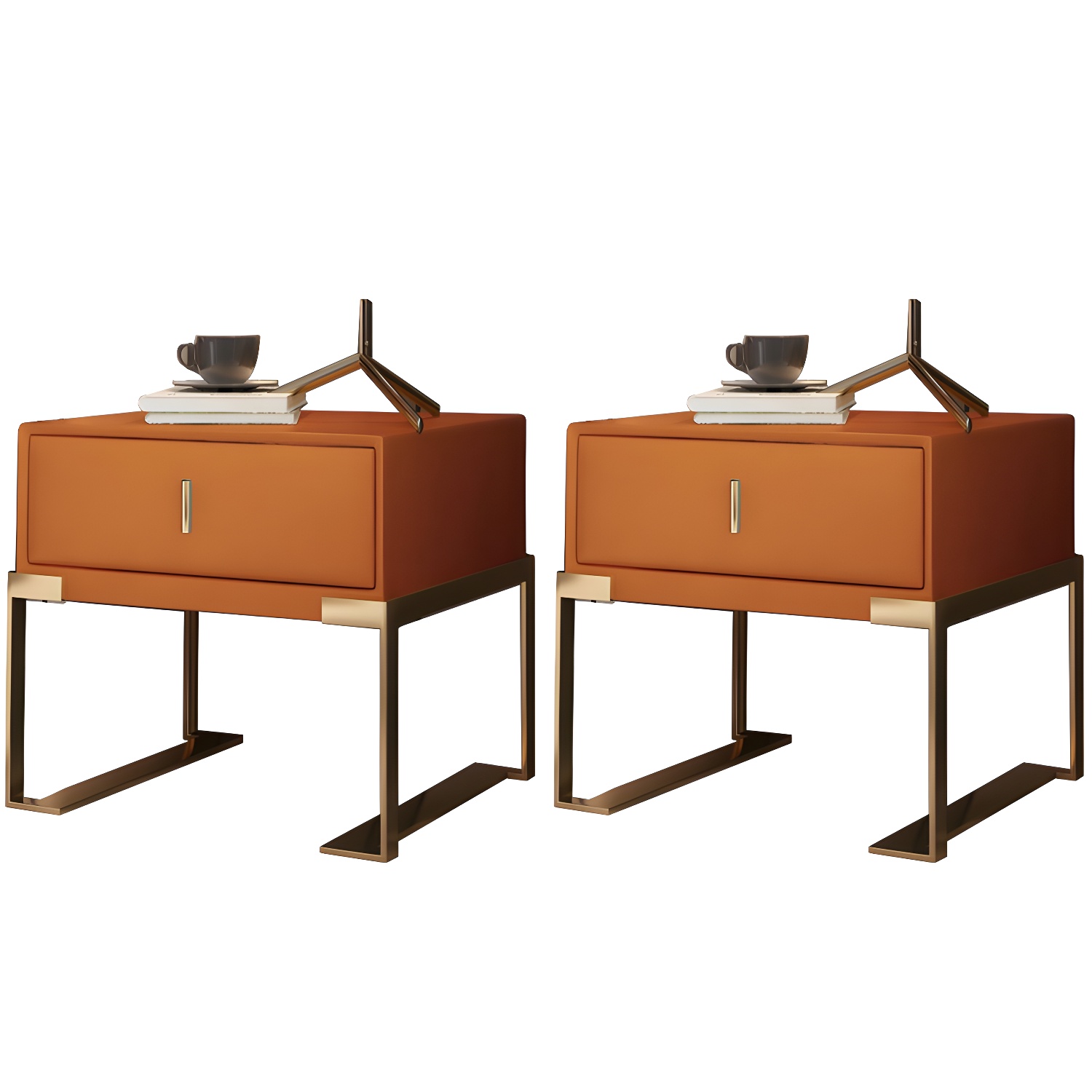 Leather Nightstand with Metal Legs | Ormau - image 40