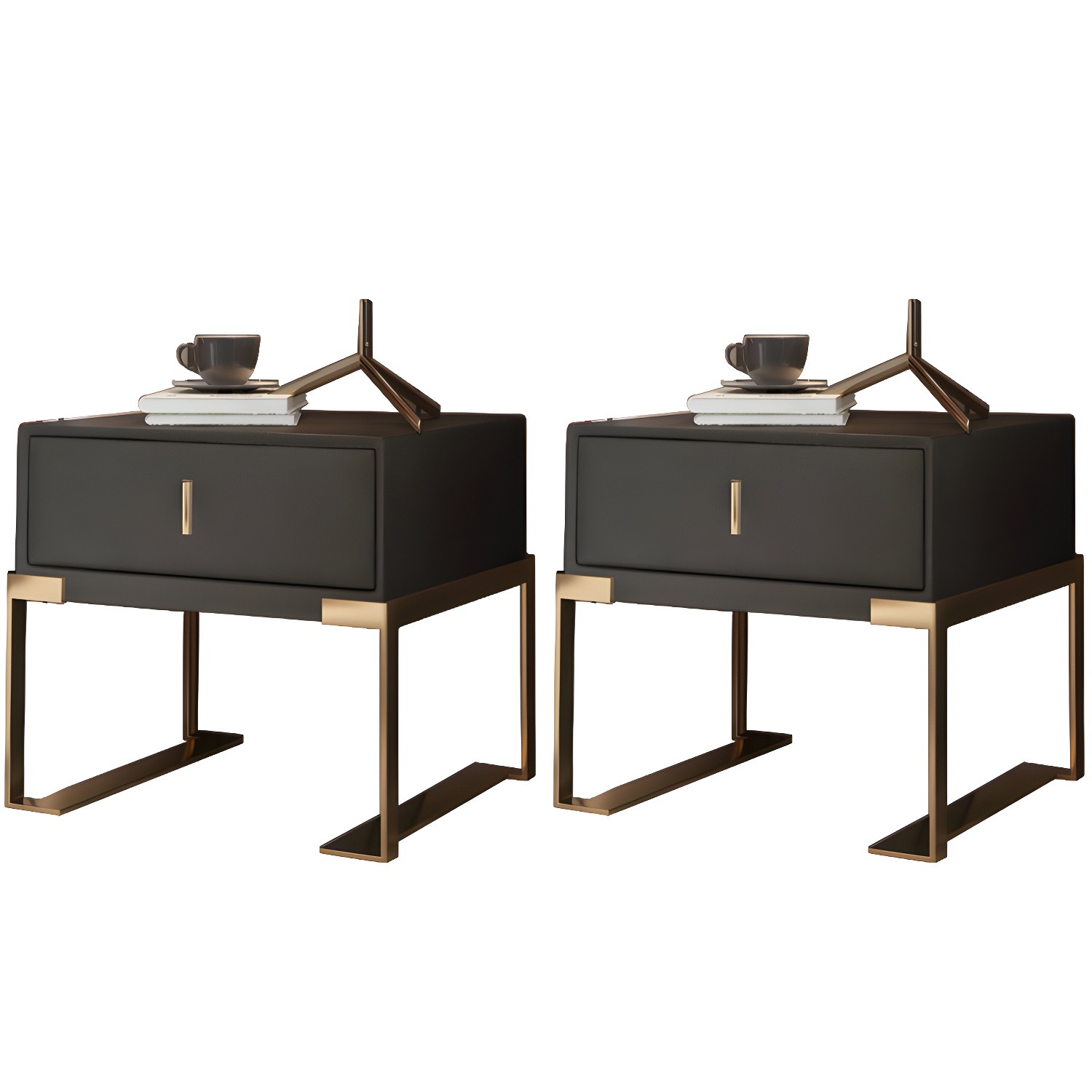 Leather Nightstand with Metal Legs | Ormau - image 50