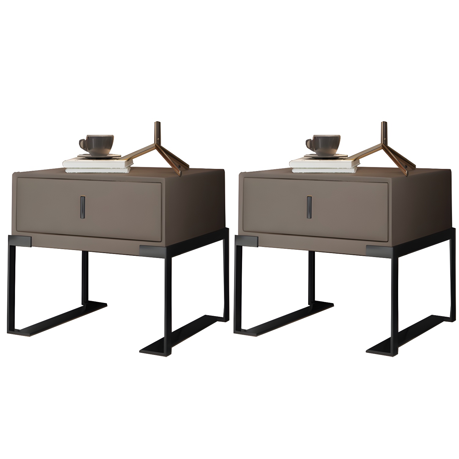 Leather Nightstand with Metal Legs | Ormau - image 36