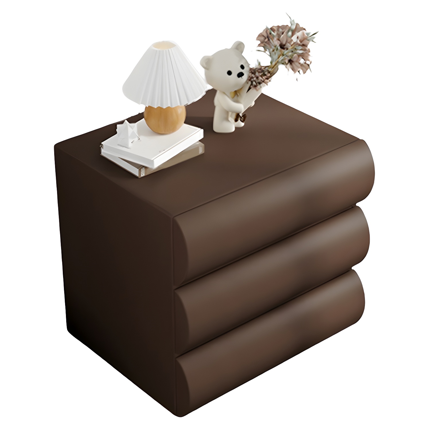 Modern Wood Nightstand with Faux Leather | Ormau - image 6