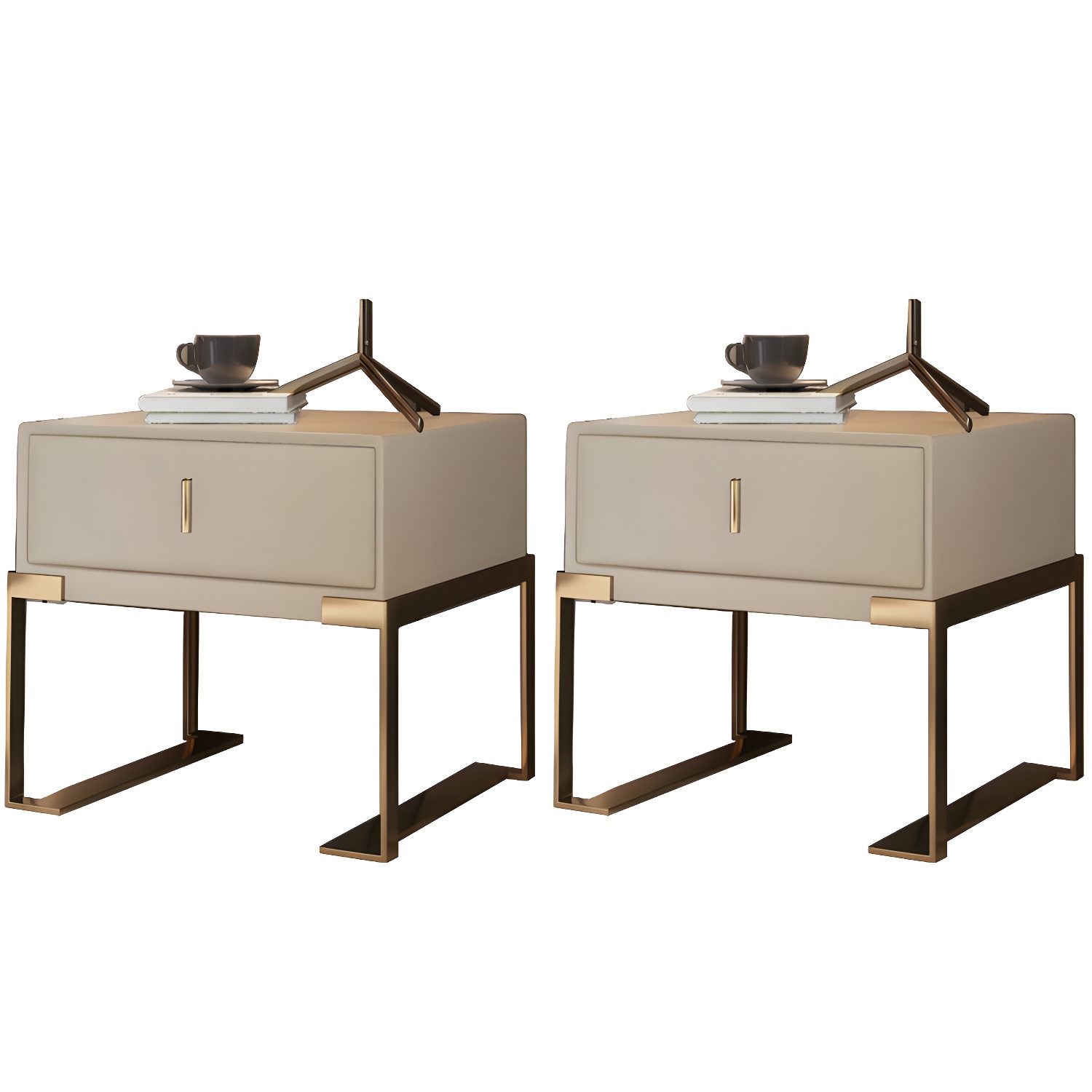 Leather Nightstand with Metal Legs | Ormau - image 45