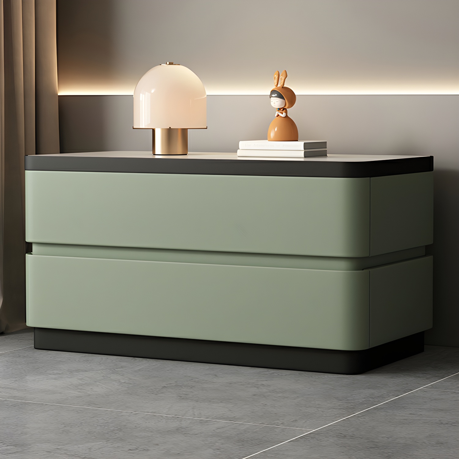 Modern Stone & Leather Nightstand | Ormau - image 5