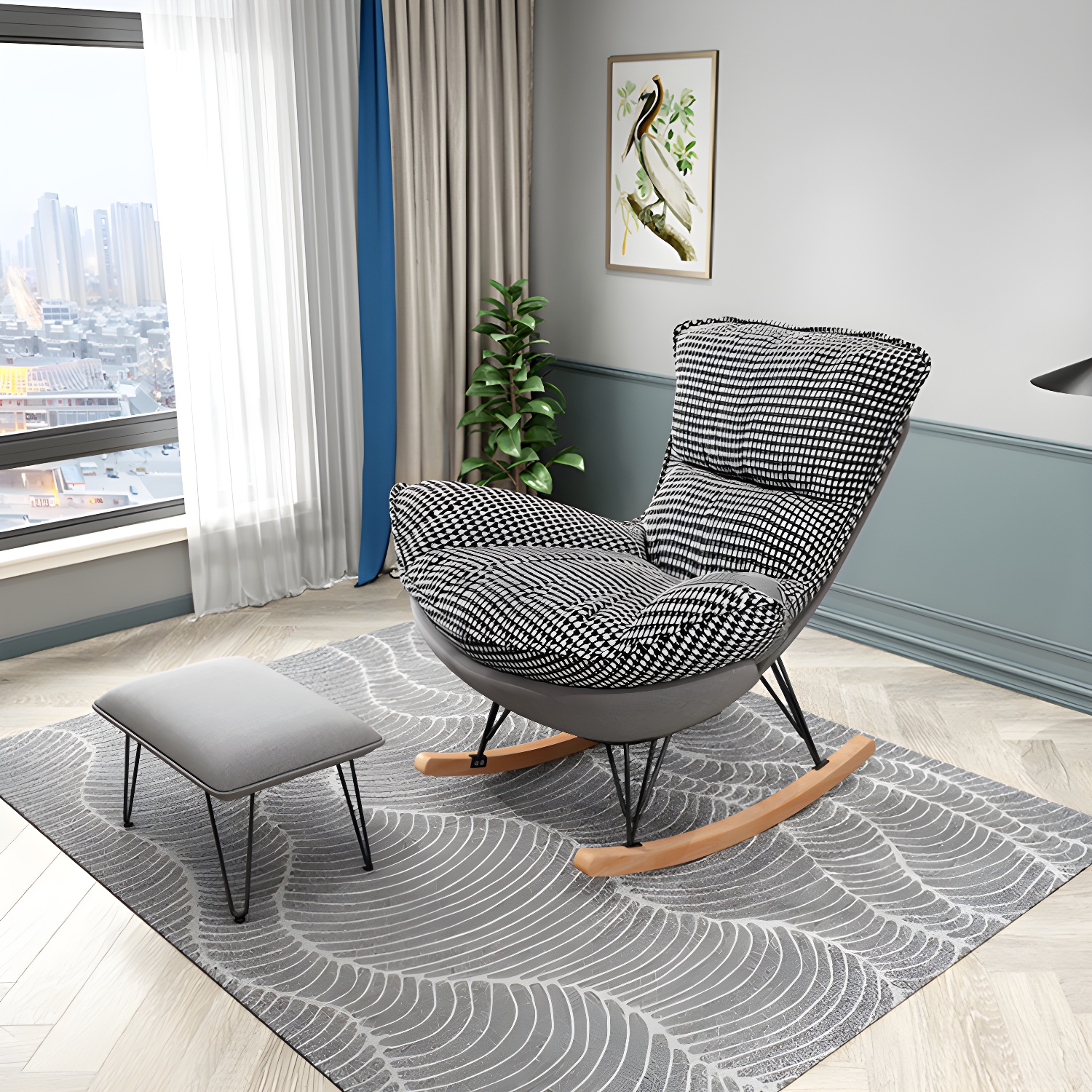 Modern Rocking Chair with Ottoman | Ormau - image 2