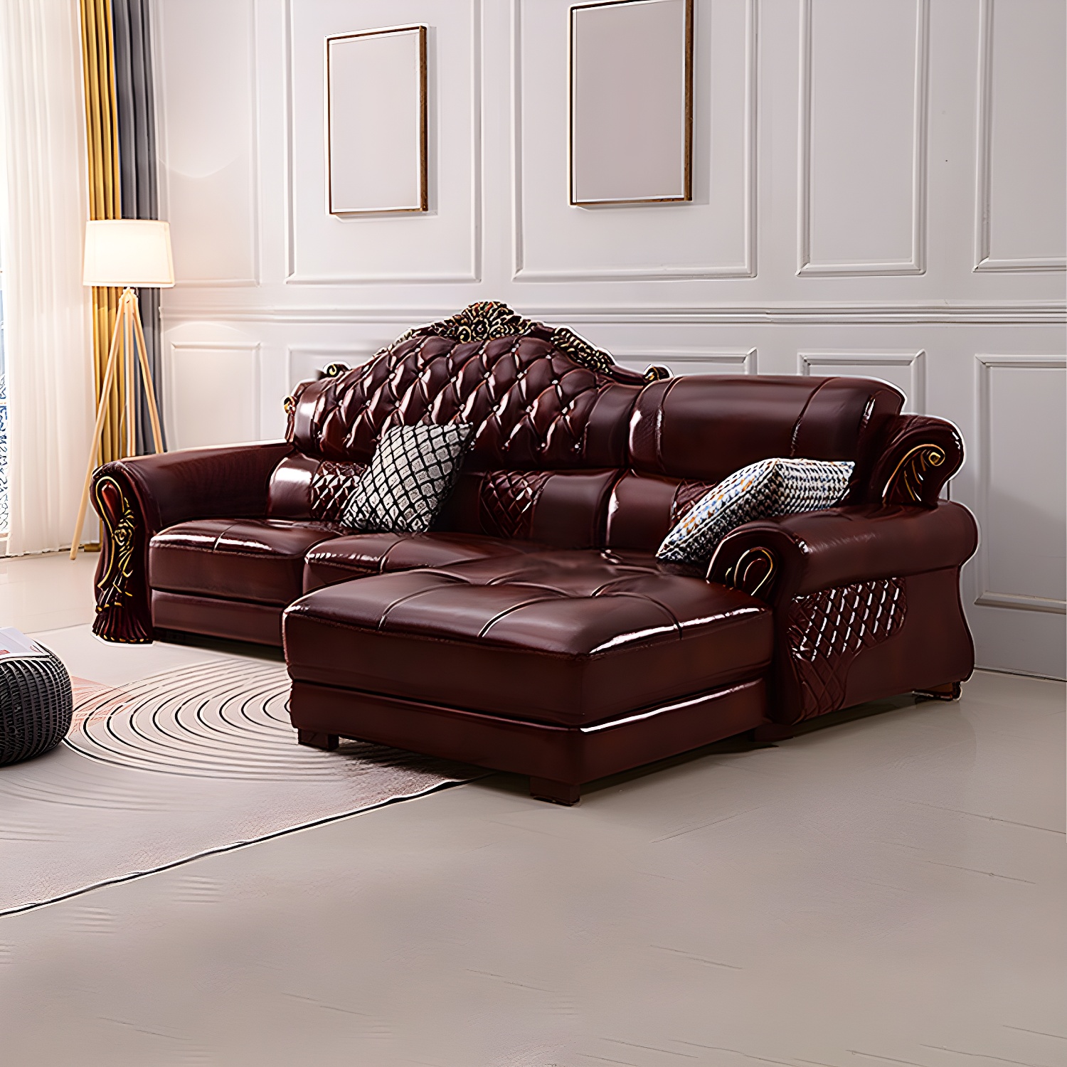 Rolled Arm Leather Sectional | Ormau - image 1