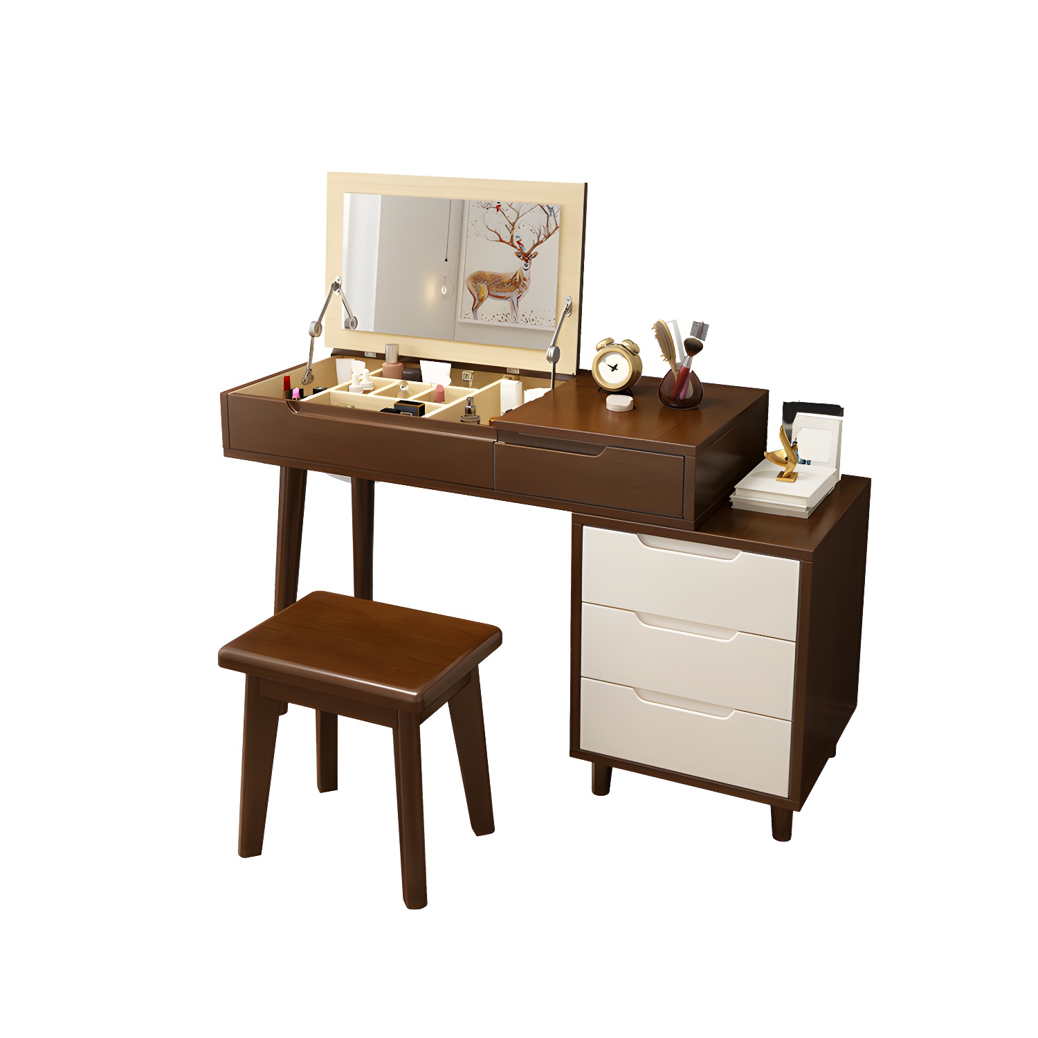 Solid Wood Makeup Vanity with Mirror | Ormau - image 26