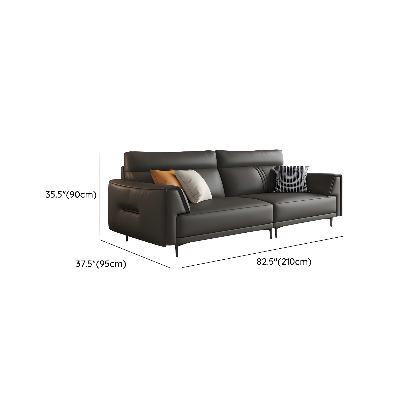 Leather Flared-Arm Sectional Sofa | Ormau - image 11