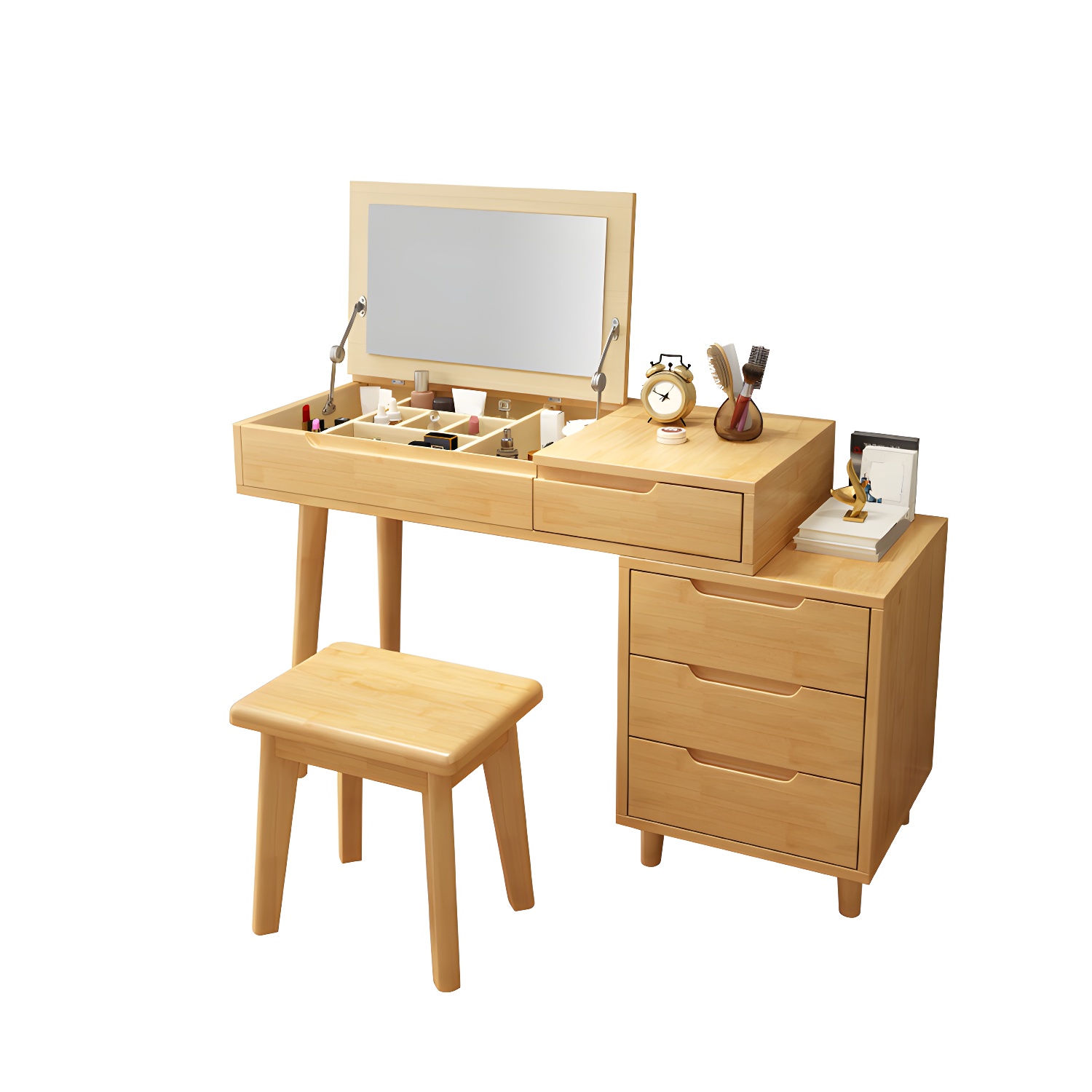 Solid Wood Makeup Vanity with Mirror | Ormau - image 25