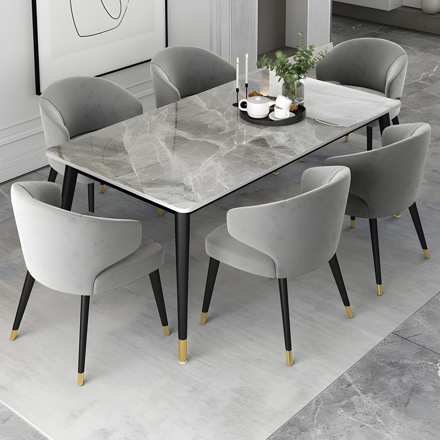 Glam Gray Dining Set | Ormau - image 2