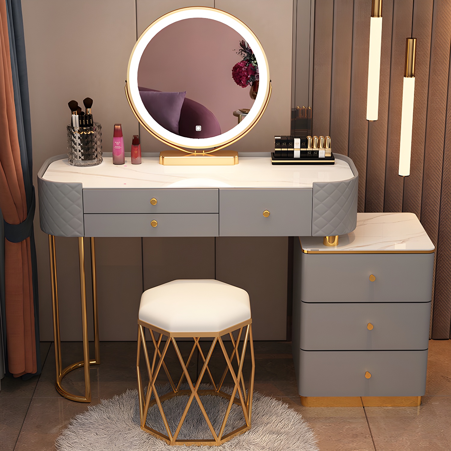 Lighted Vanity Table Set | Ormau - image 43