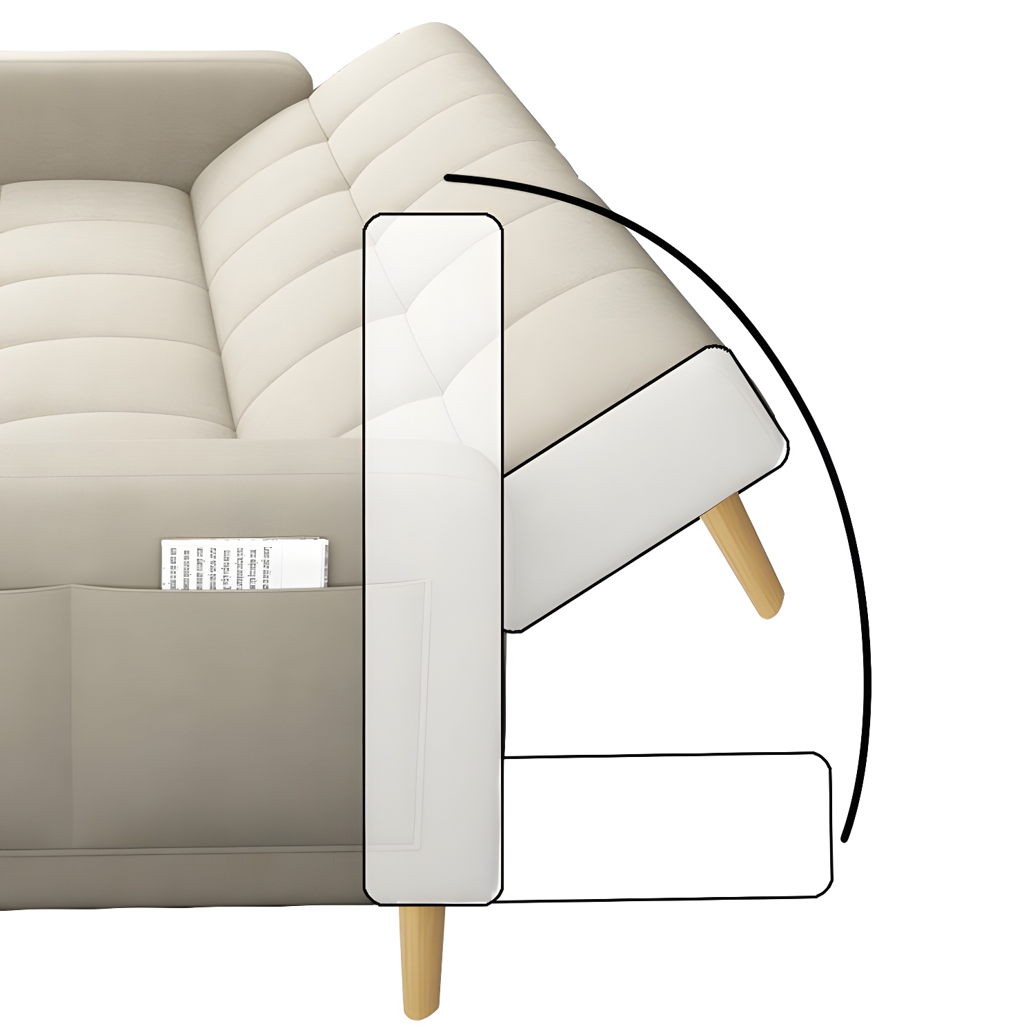 Square Arm Modern Storage Sofa with Biscuit Back Convertible Sofa for Living Room - image 18