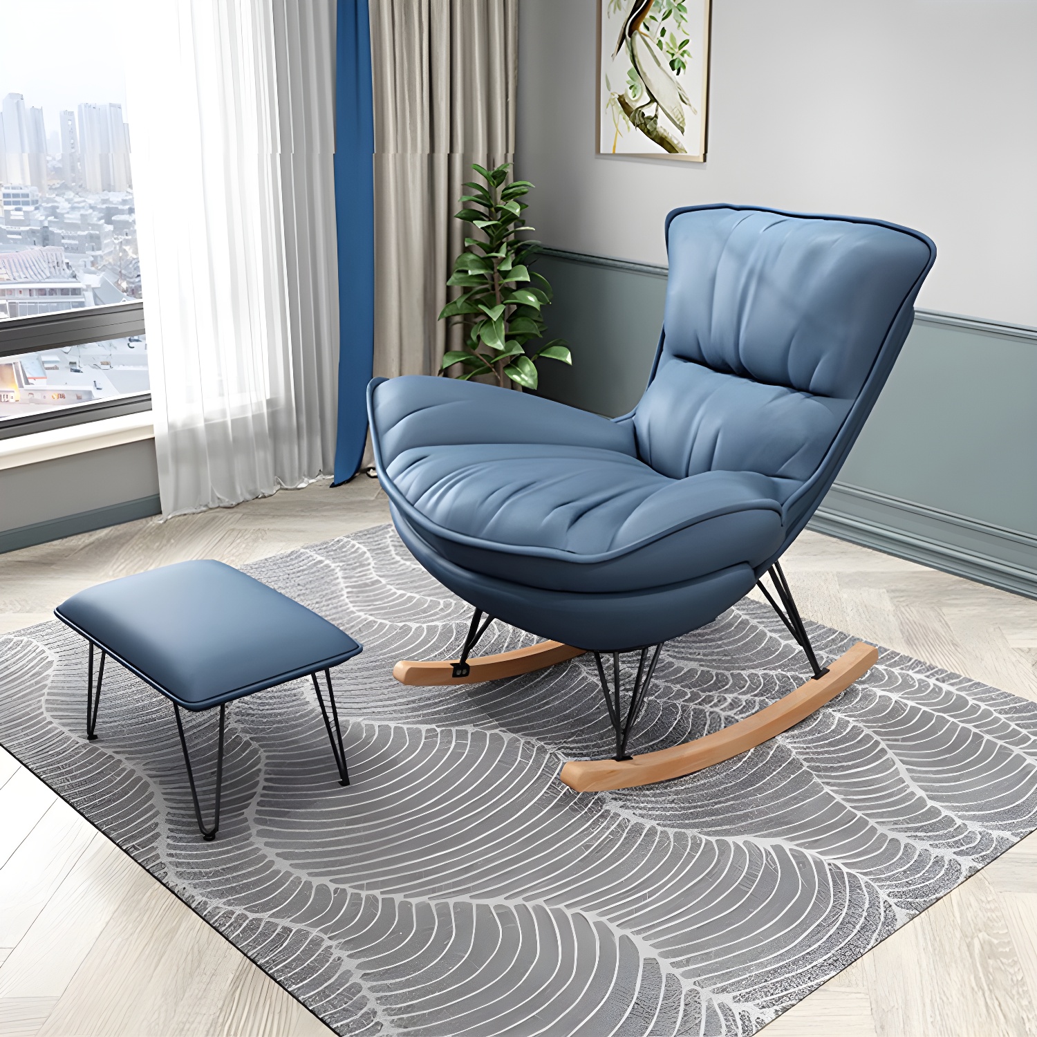 Modern Rocking Chair with Ottoman | Ormau - image 4