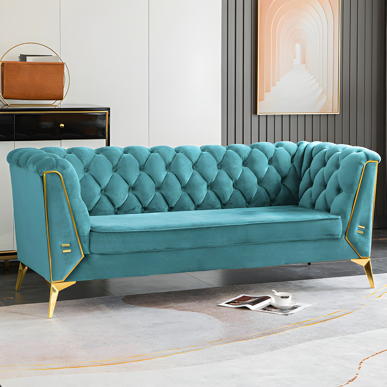 Glam Wood Frame Sofa | Ormau - image 40