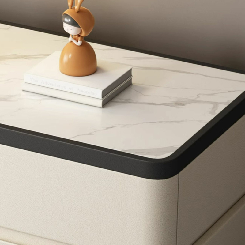 Modern Stone & Leather Nightstand | Ormau - image 15