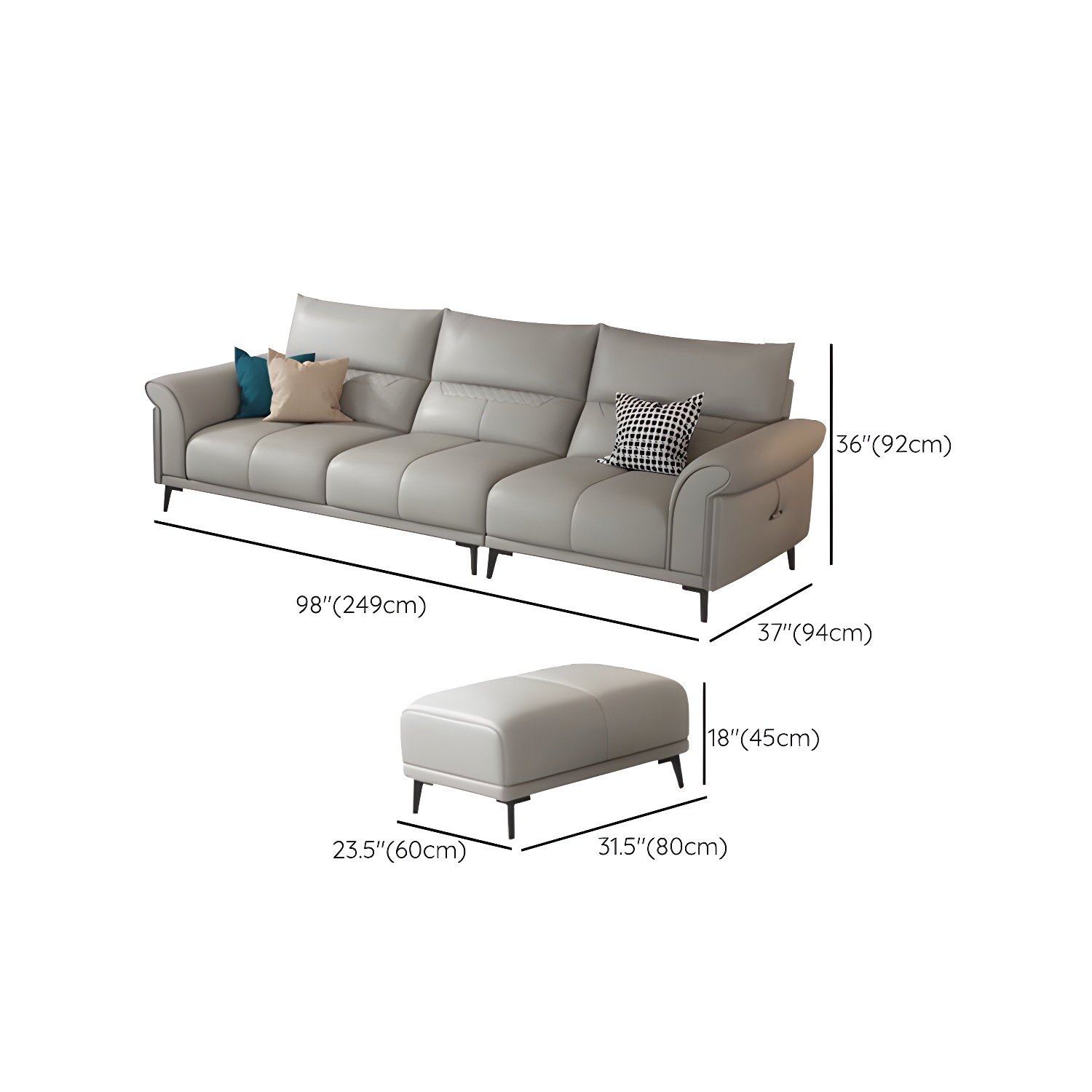 Gray Leather Sectional Sofa | Ormau - image 12