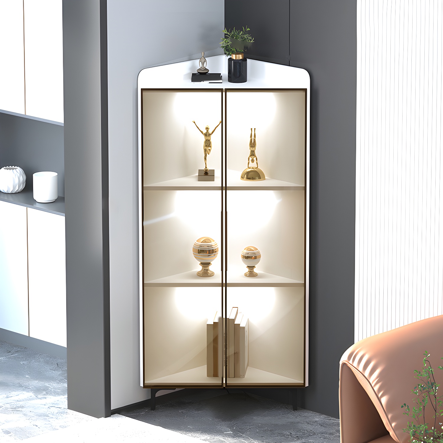 Scandinavian Corner Cabinet with Glass Doors | Ormau - image 26
