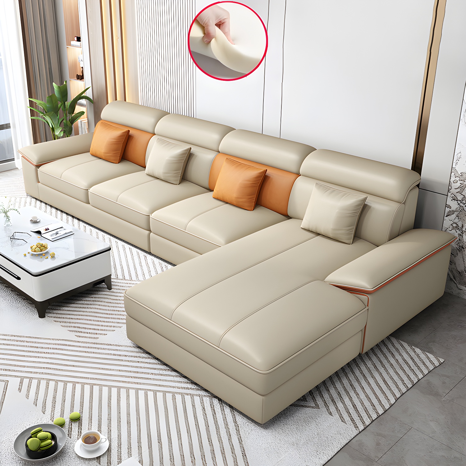 Modern L-Shape Sectional Sofa | Ormau - image 35