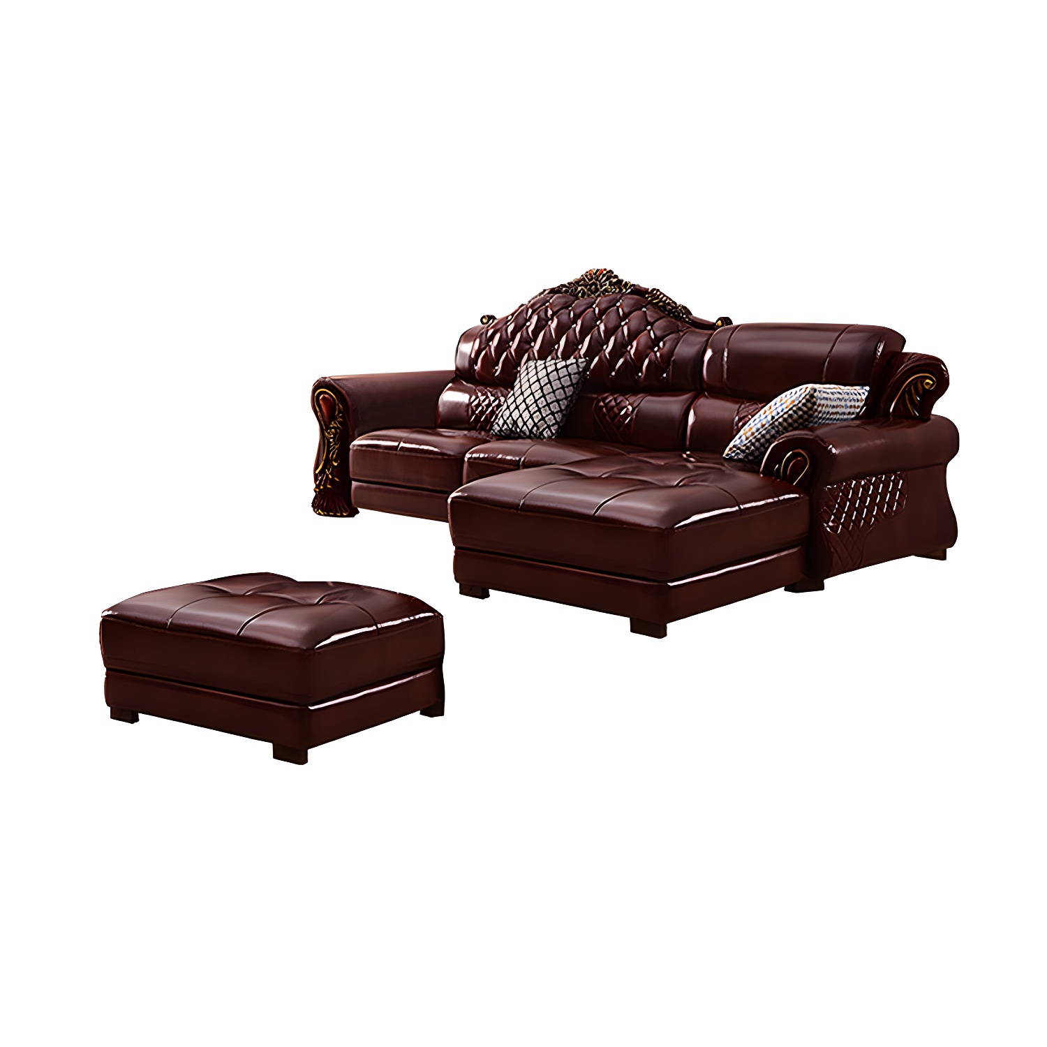 Rolled Arm Leather Sectional | Ormau - image 25