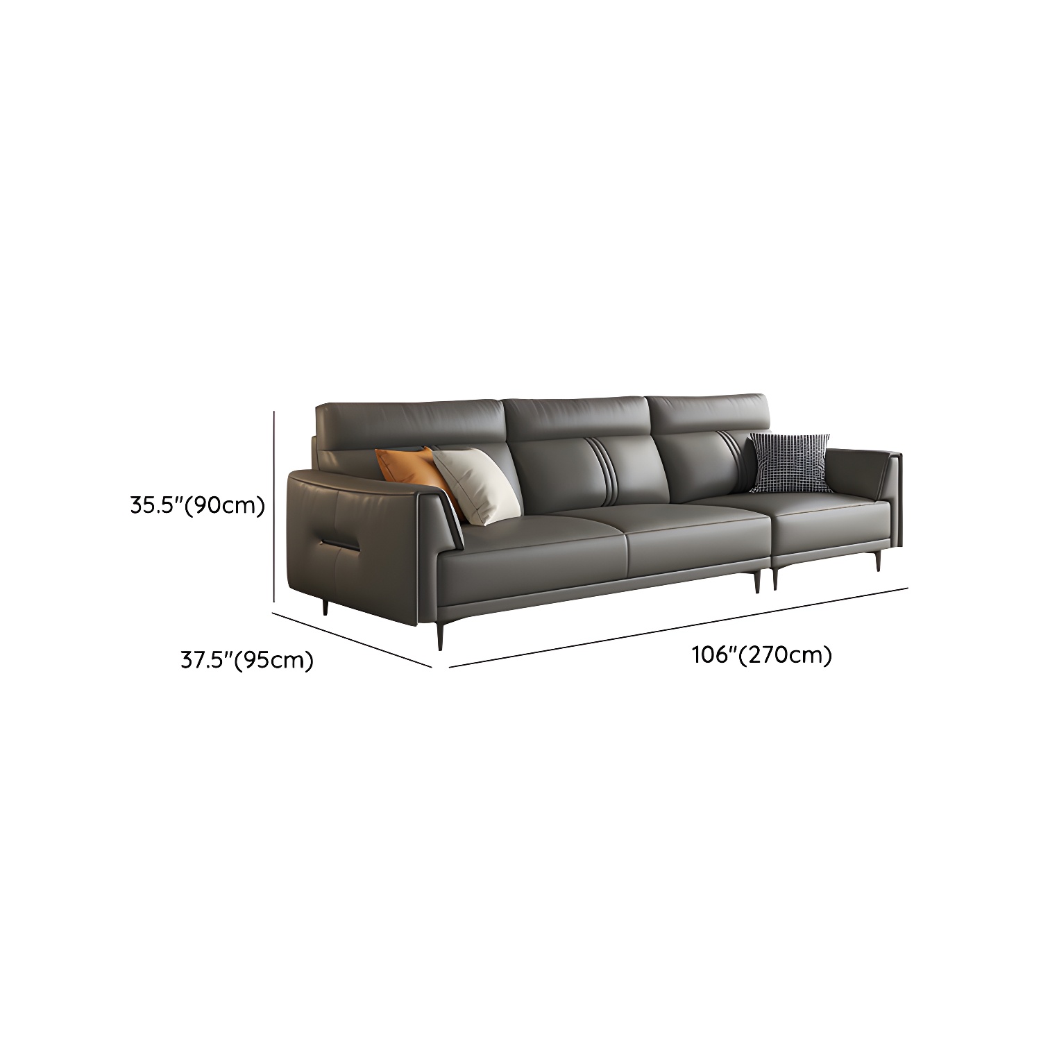 Leather Flared-Arm Sectional Sofa | Ormau - image 13