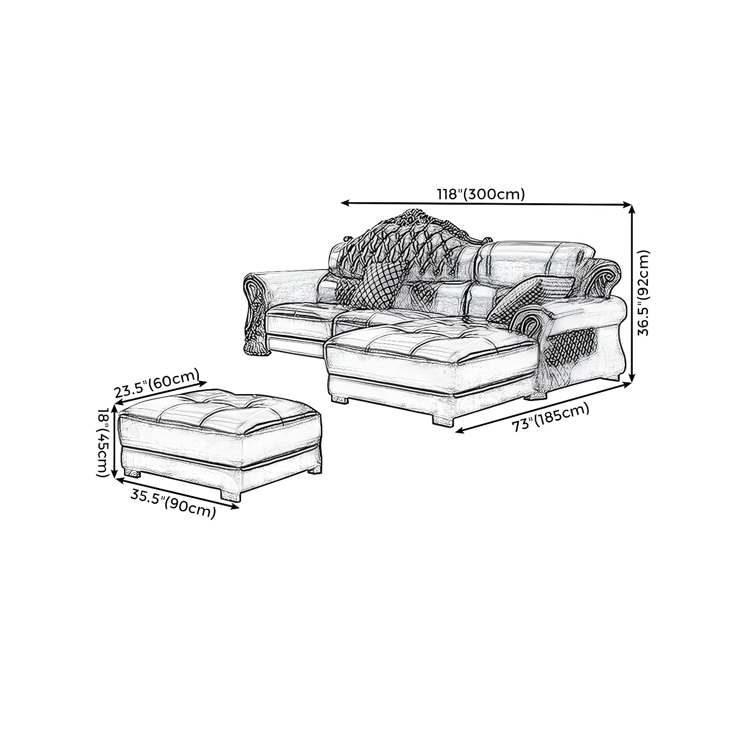 Rolled Arm Leather Sectional | Ormau - image 20
