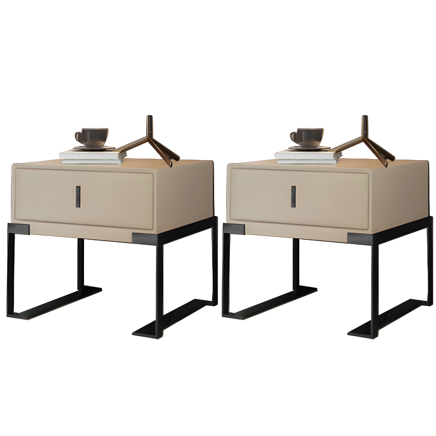 Leather Nightstand with Metal Legs | Ormau - image 46