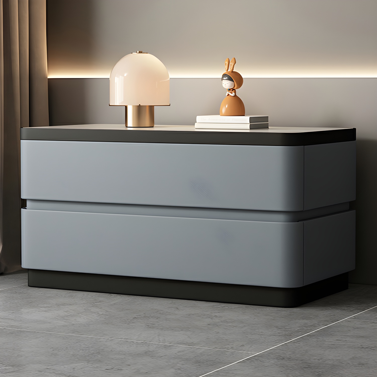 Modern Stone & Leather Nightstand | Ormau - image 4