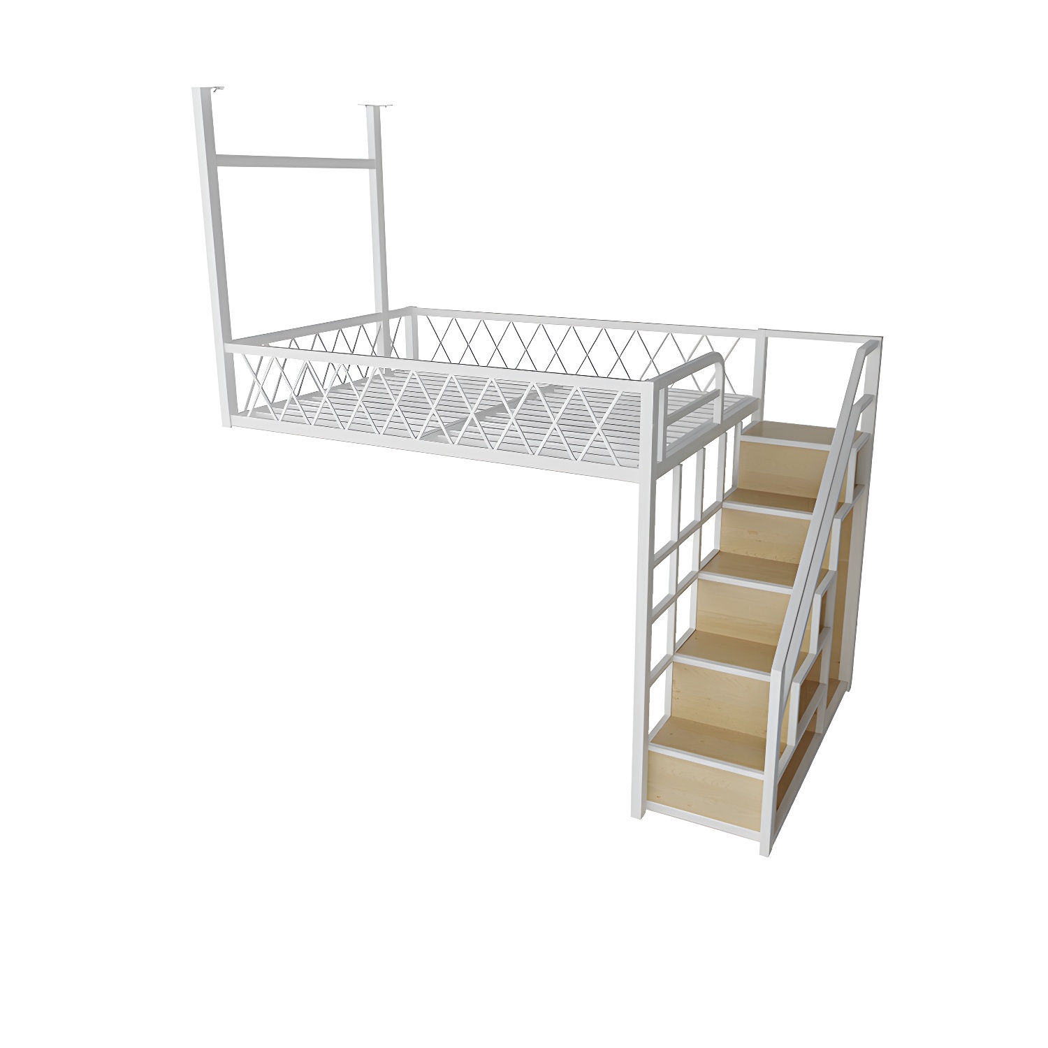 Modern Wood/Metal Bed with Light Wood Tone & Tall Clearance Storage Cabinets - image 26