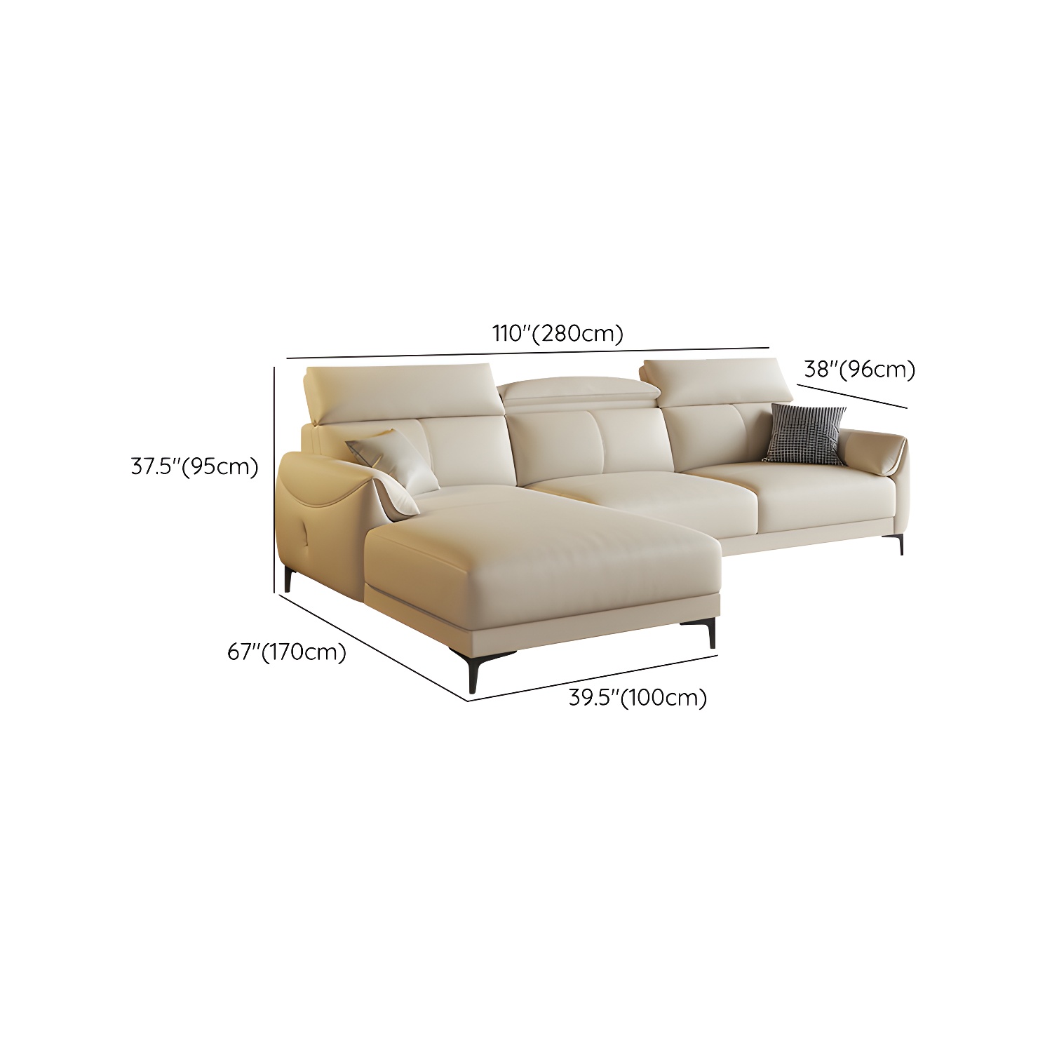 Modern Leather Sectional Sofa | Ormau - image 15