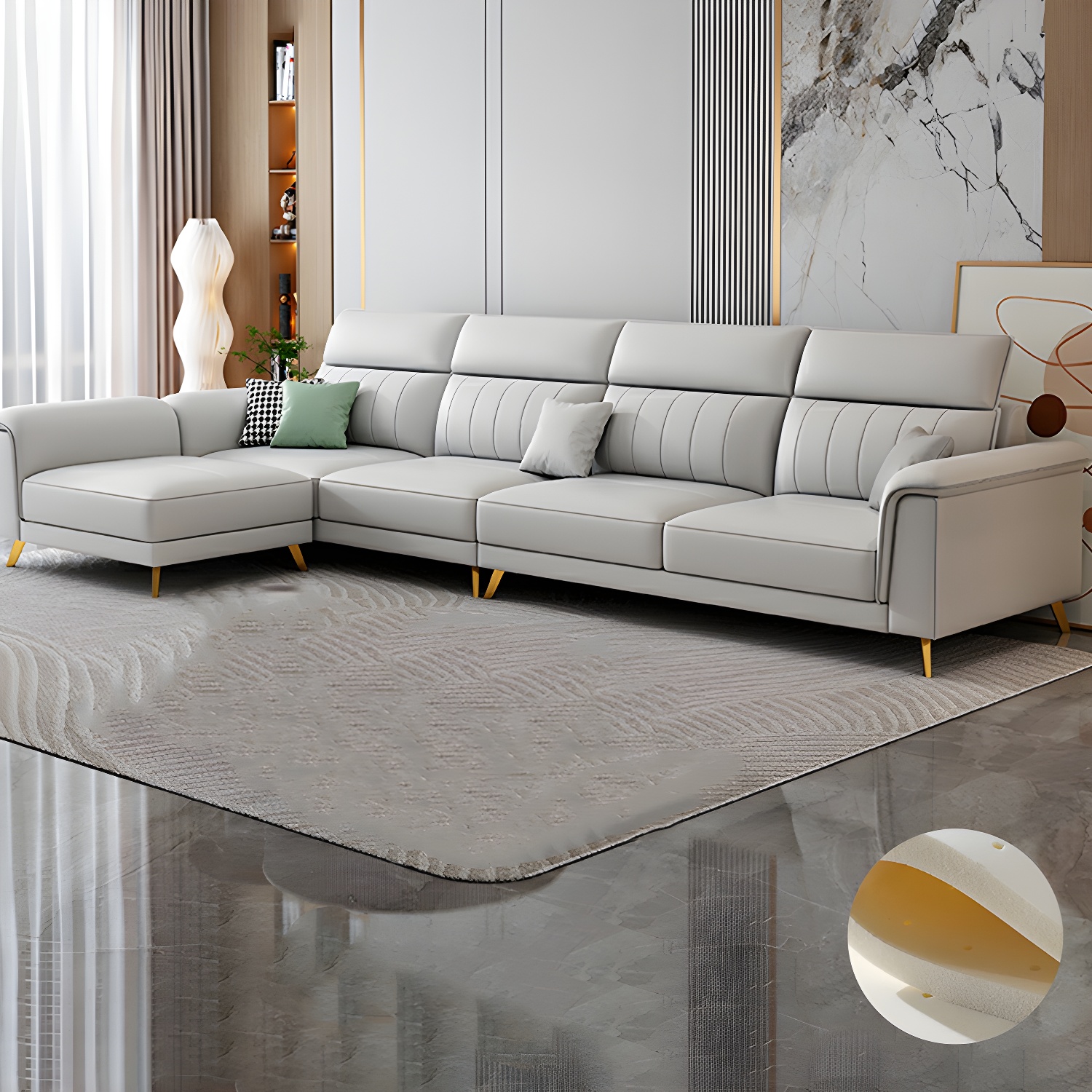 Modern Flared-Arm Sectional | Ormau - image 34