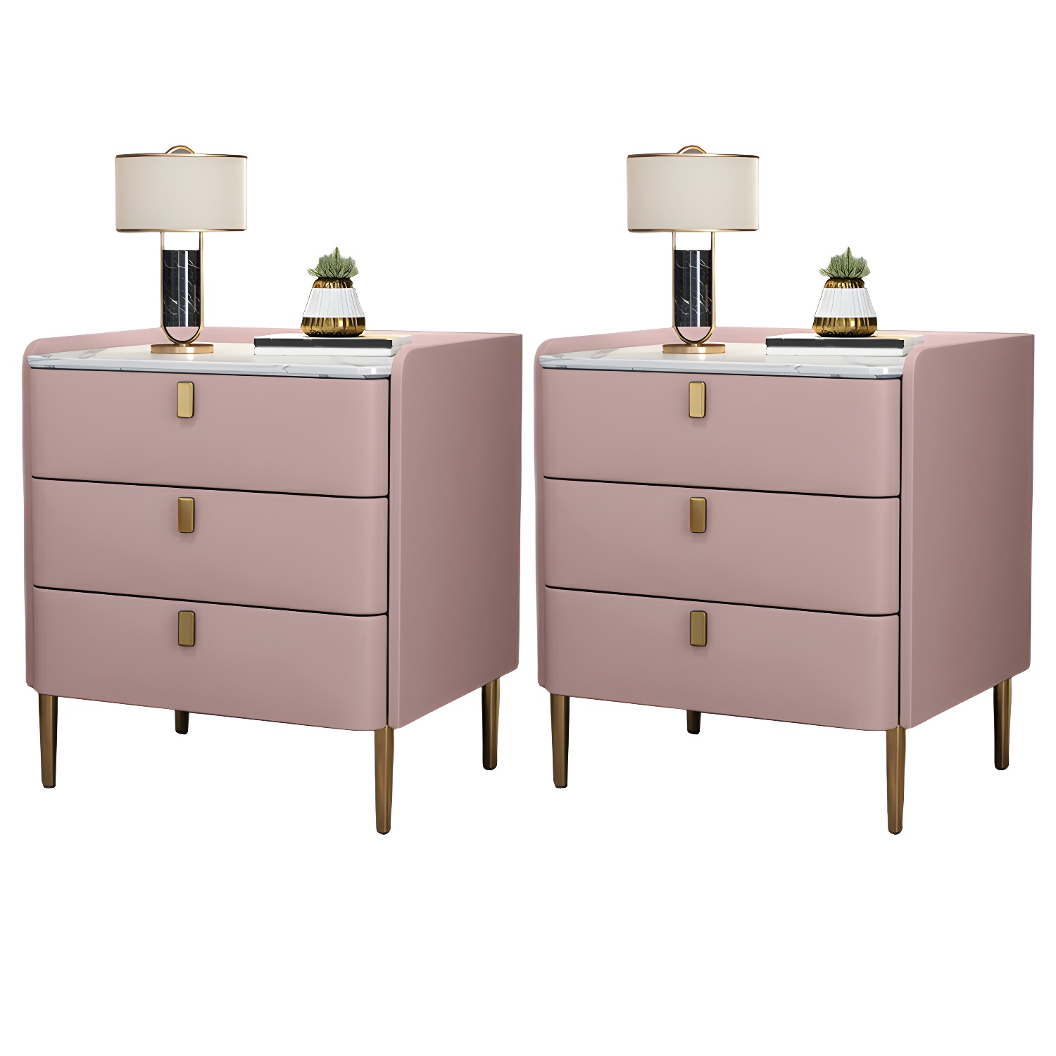 Glam Nightstand with Stone Top | Ormau - image 46